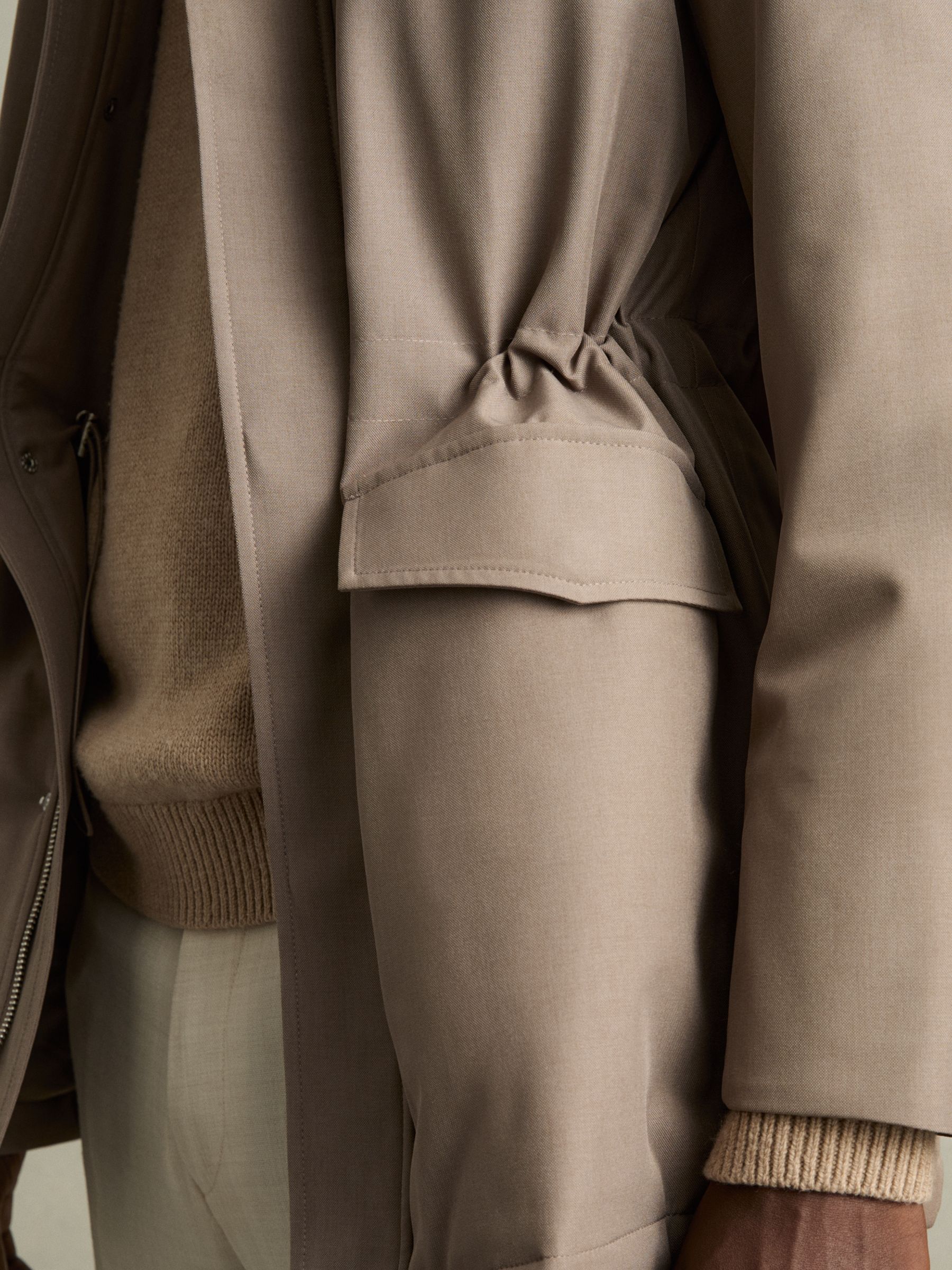 Hooded Zip-Through Padded Jacket in Coffee Brown