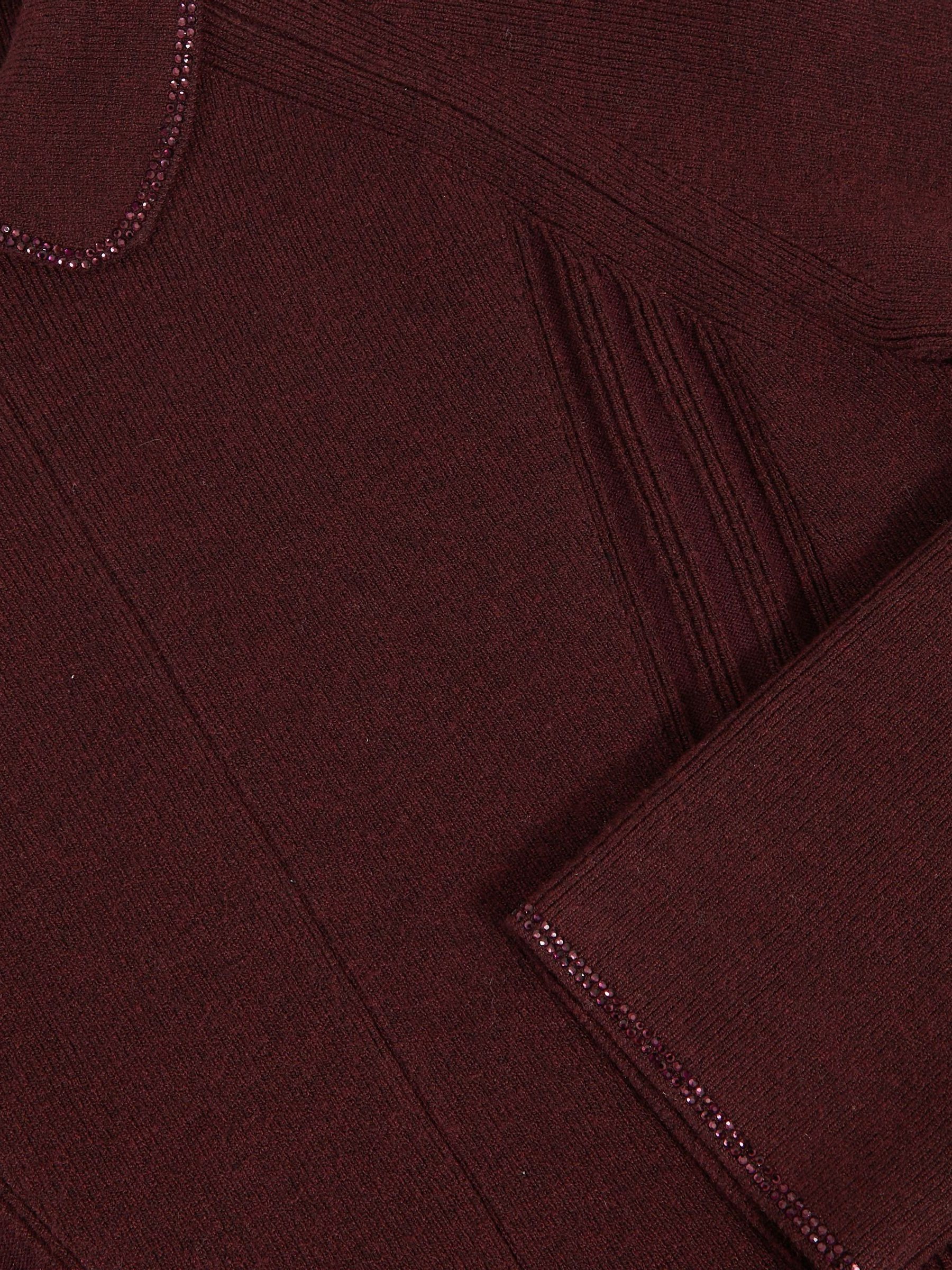 13-14 yrs Embellished Collar Knitted Dress in Berry