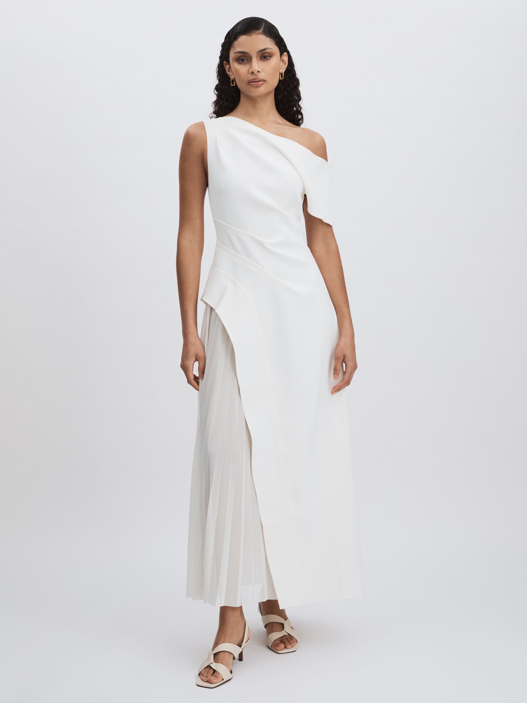 Sudden Midi Dress with Contrast Skirt in Cream