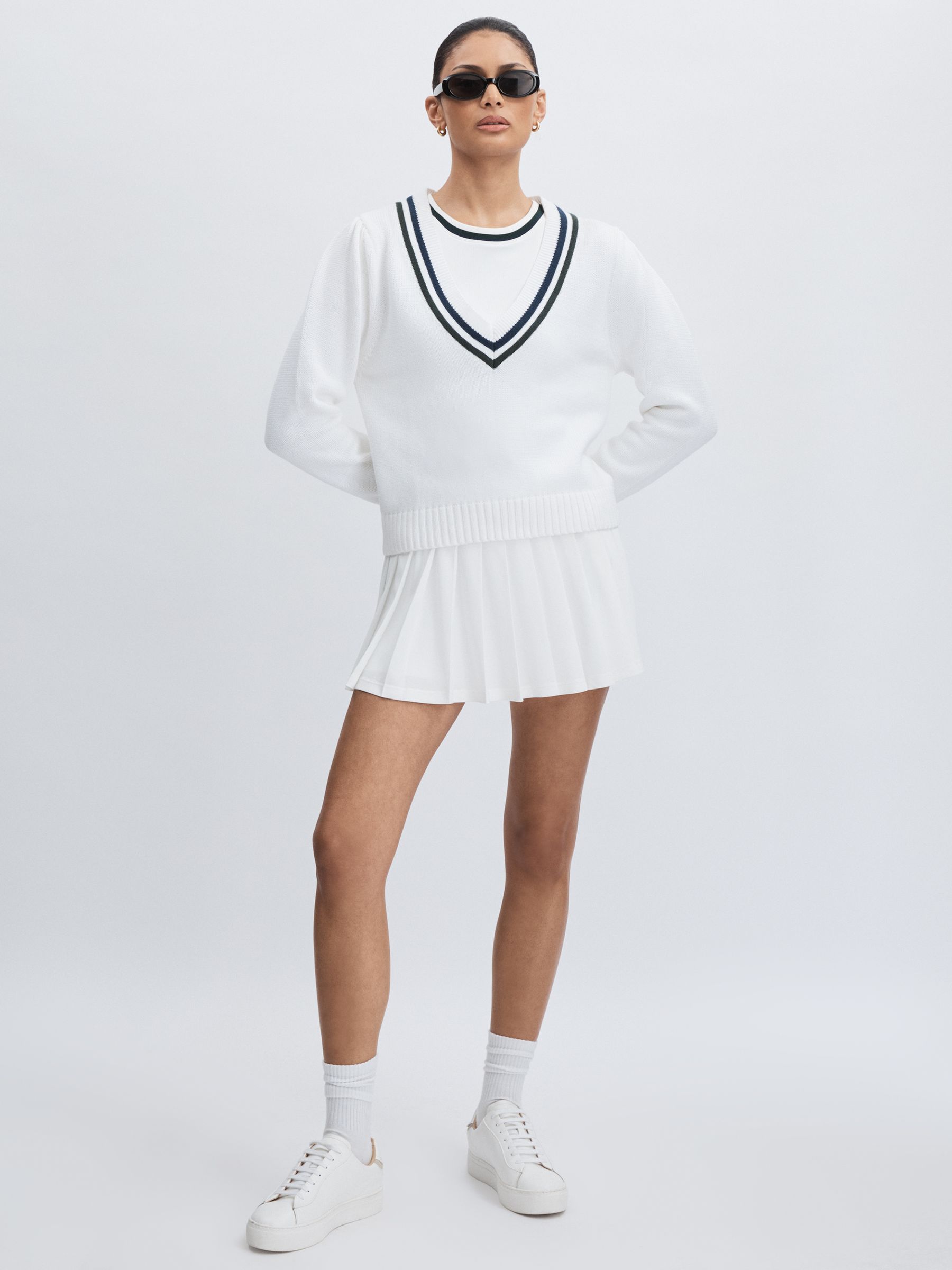 The Upside Cotton Deep-V Jumper in White