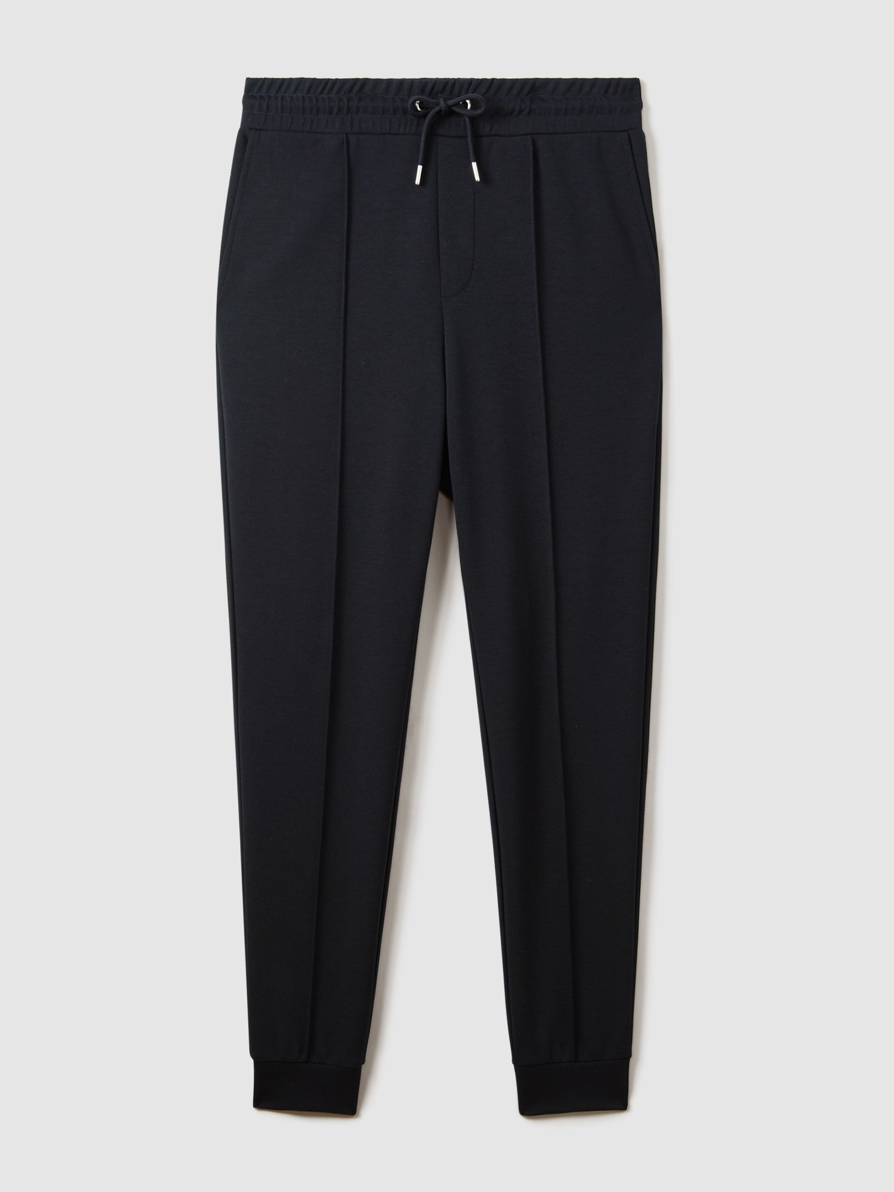 Stretch Jersey Tailored Joggers in Navy Blue