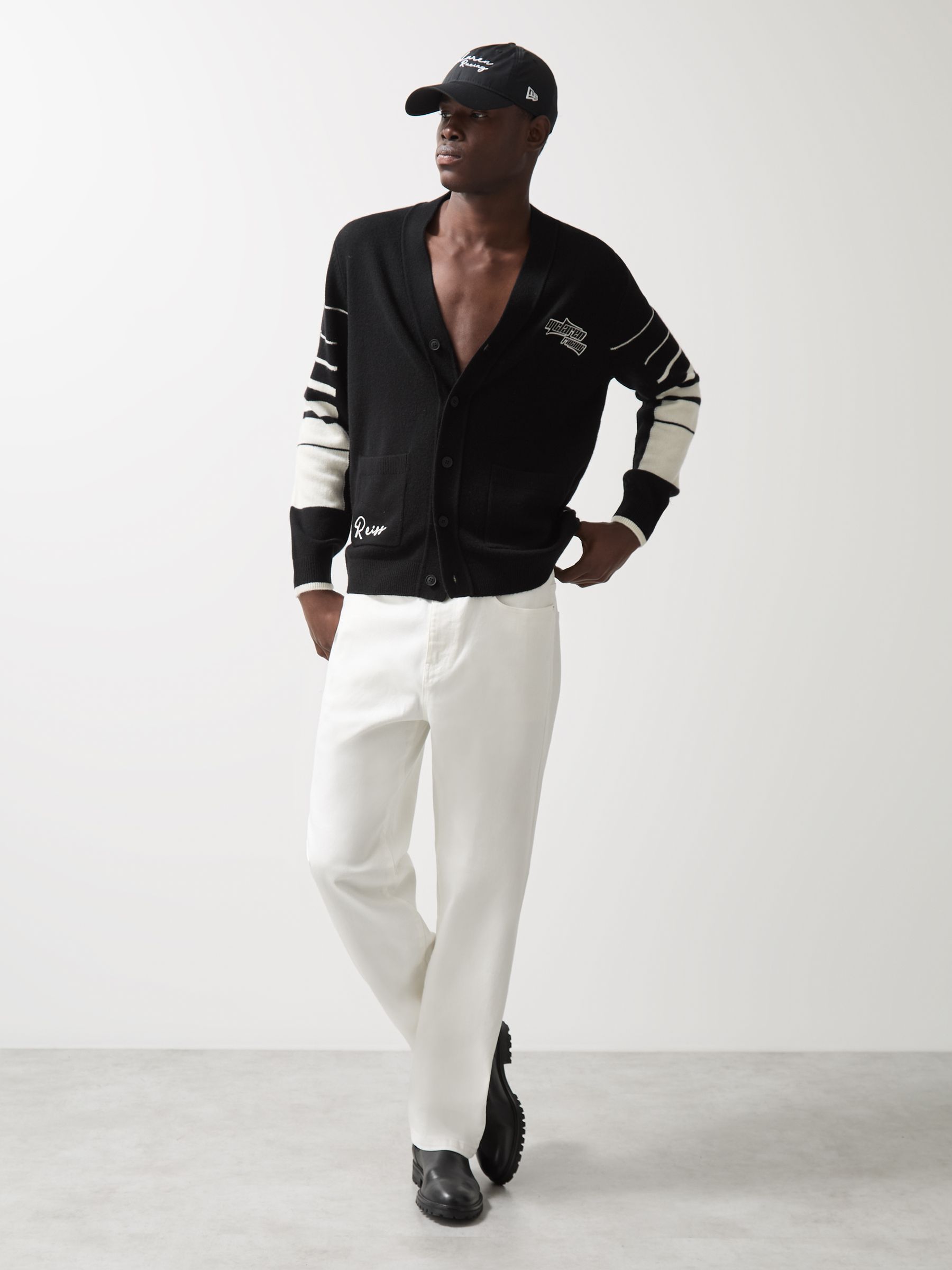 McLaren F1 Team Wool-Cashmere Varsity Cardigan in Black