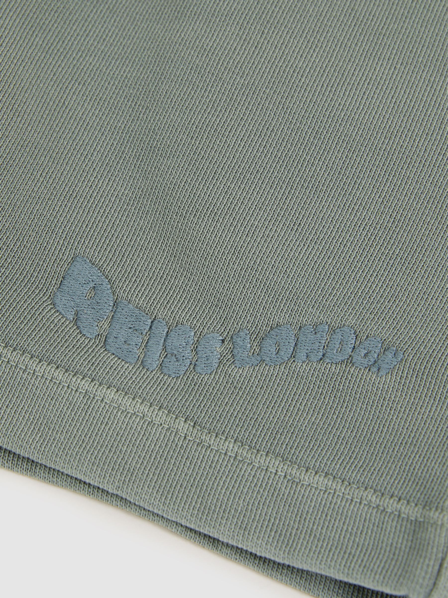 3-9 yrs Cotton Brand-Embroidered Shorts in Washed Sage
