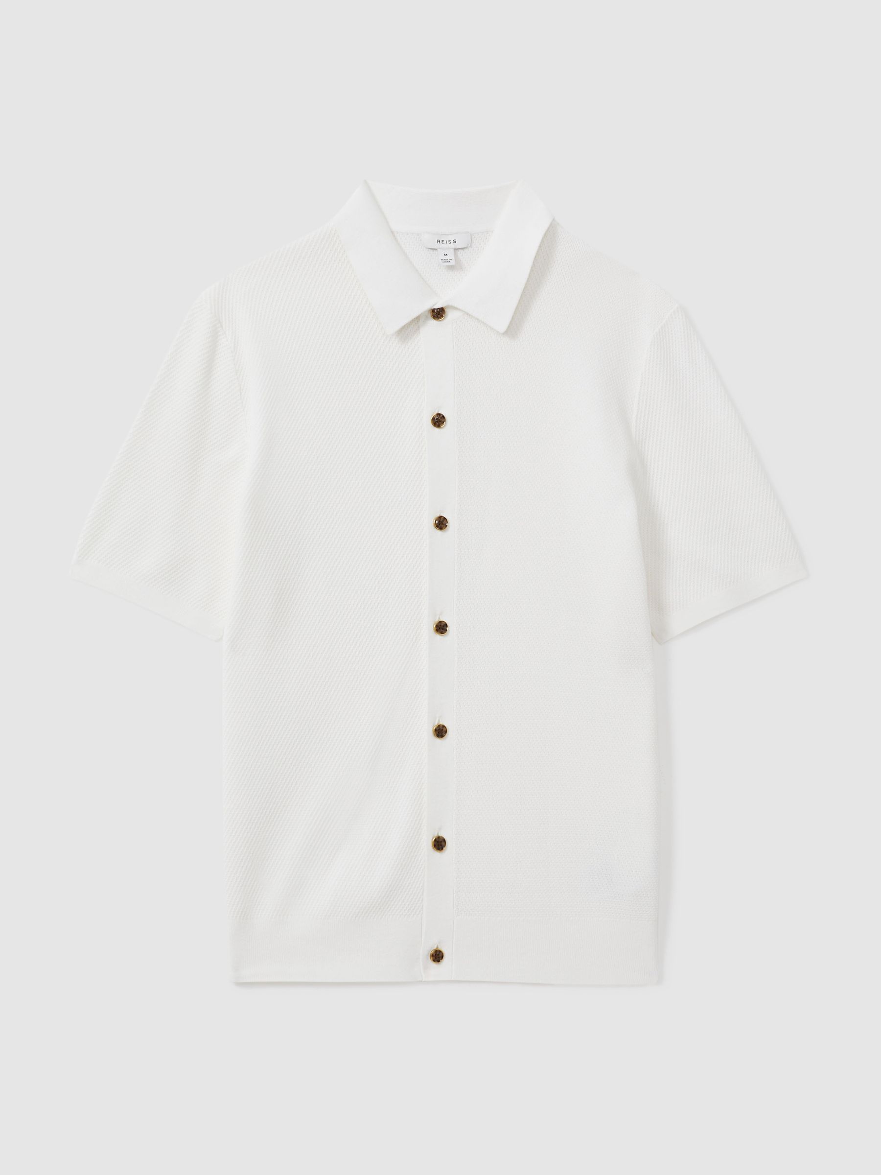 Cotton Blend Textured Shirt in White
