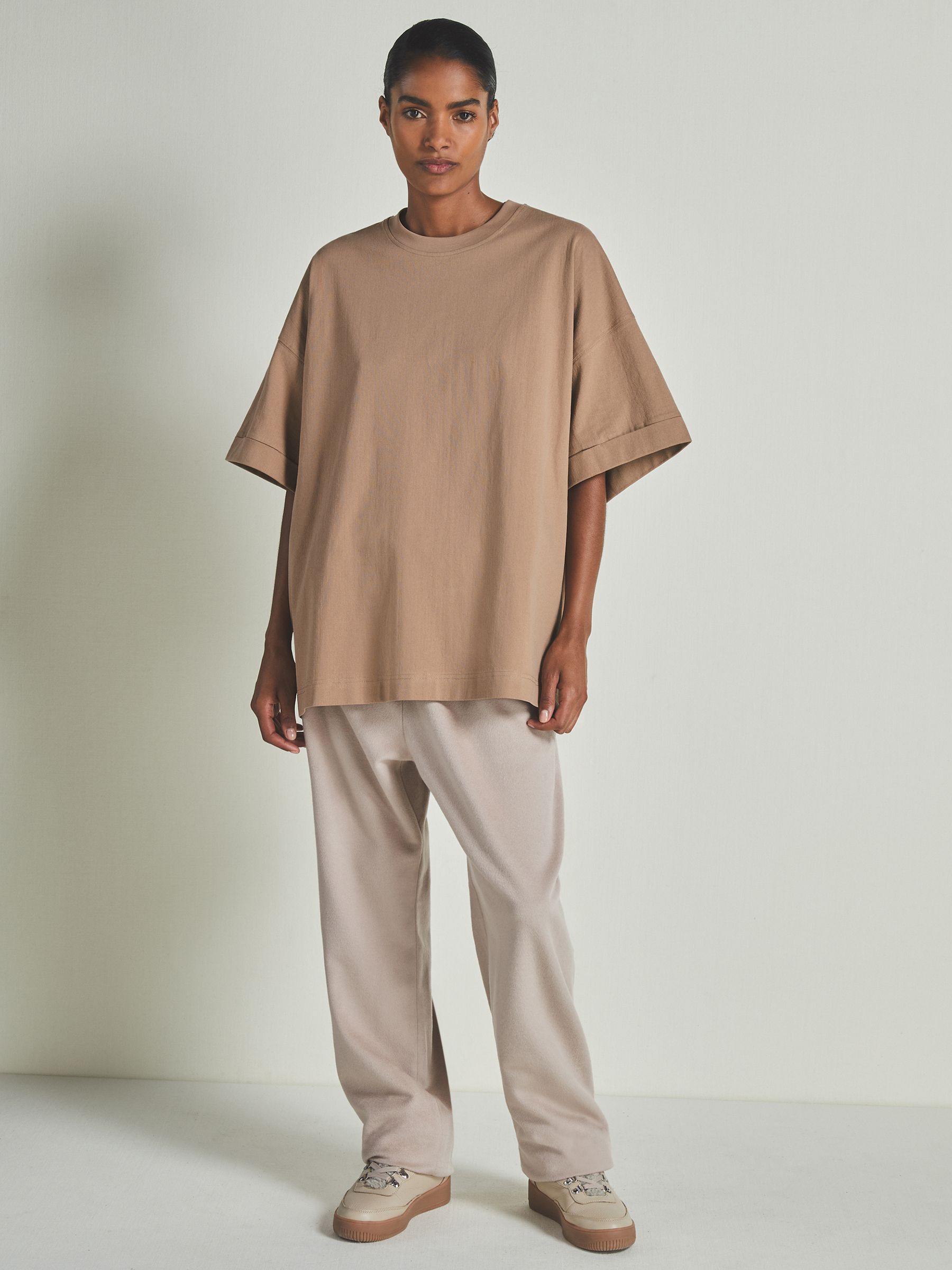 Reiss | Les 100 Ciels Cotton-Blend Jersey T-Shirt in Camel