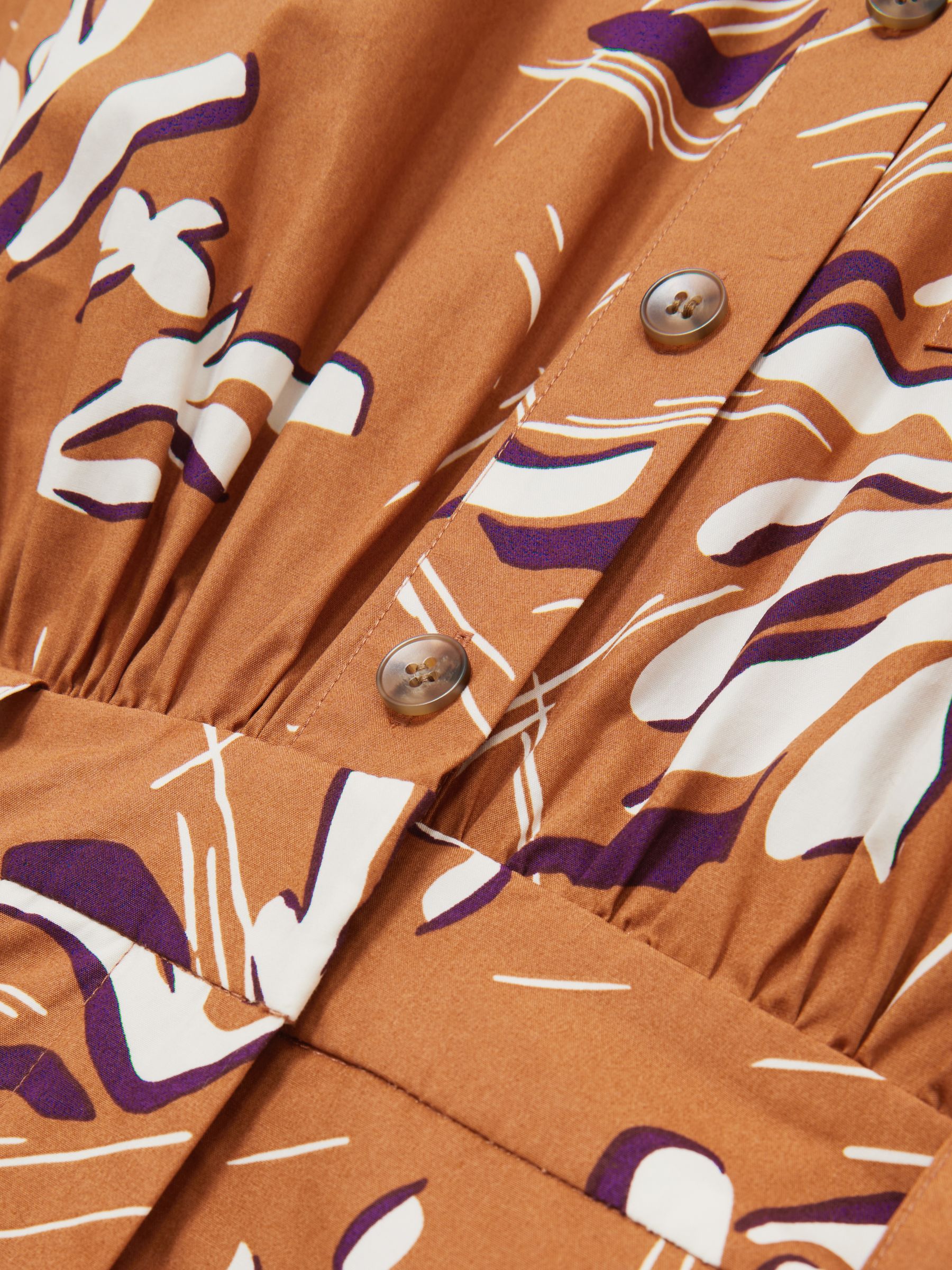 Cotton Printed Shirt Dress in Rust