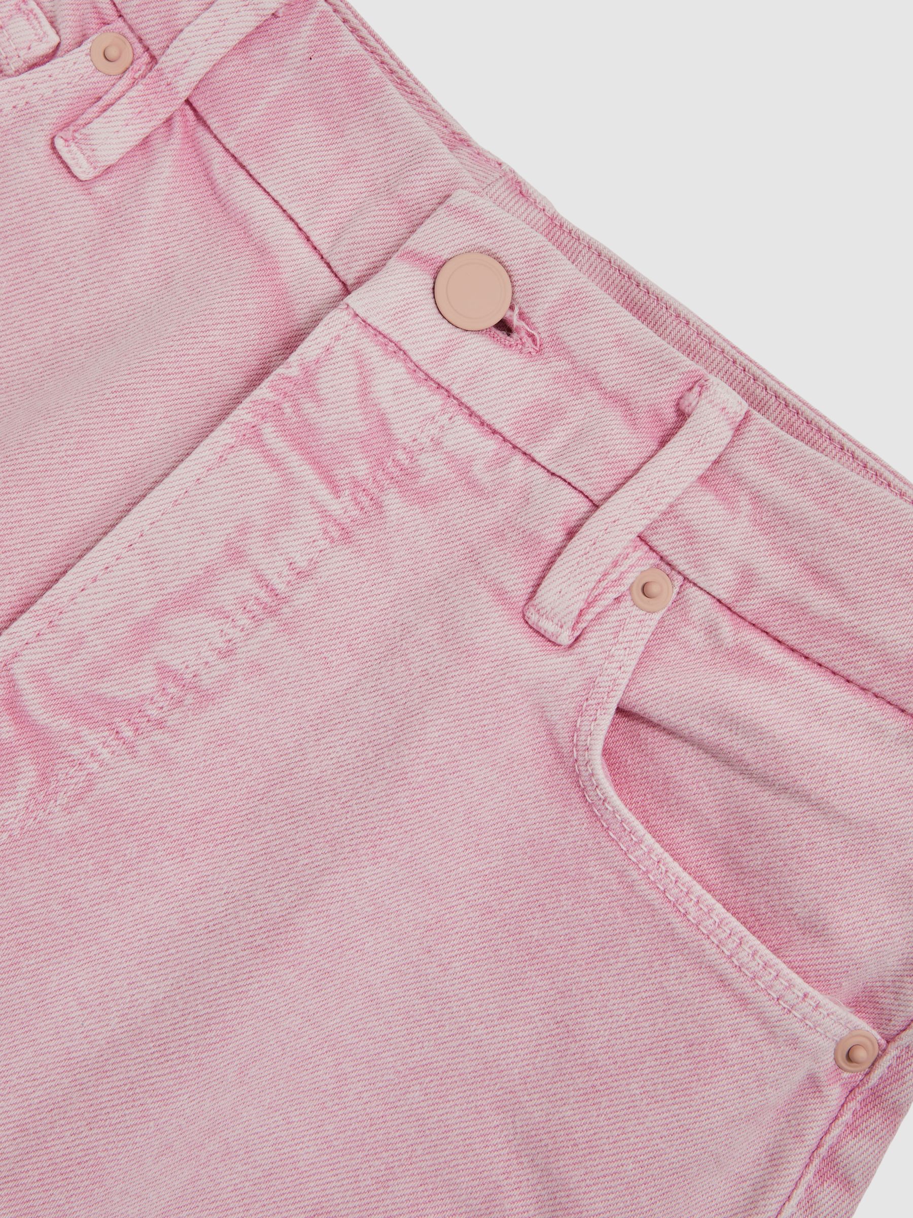 Cropped Palazzo Jeans in Rose Pink