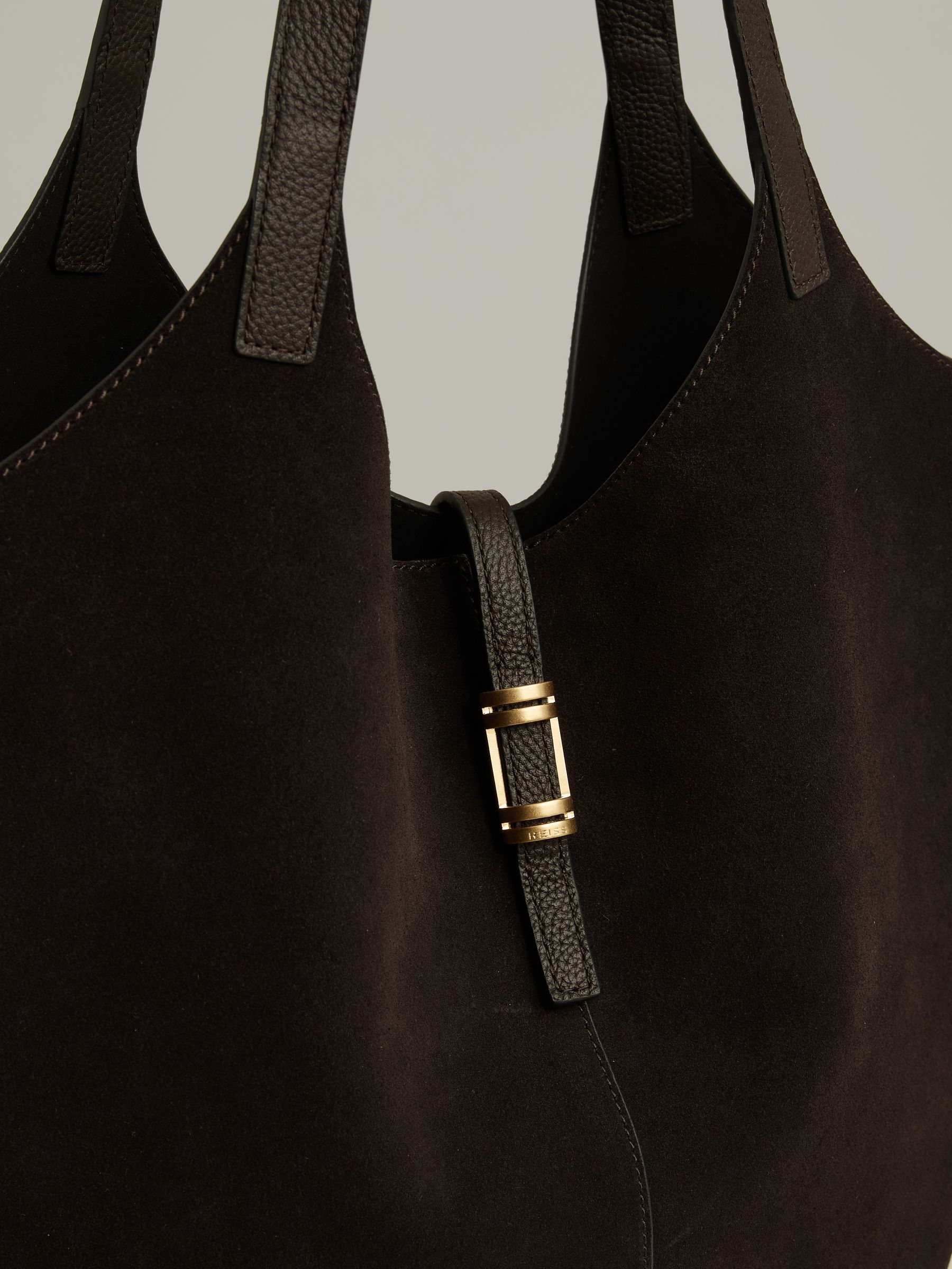 Leather And Suede Tote Bag in Chocolate