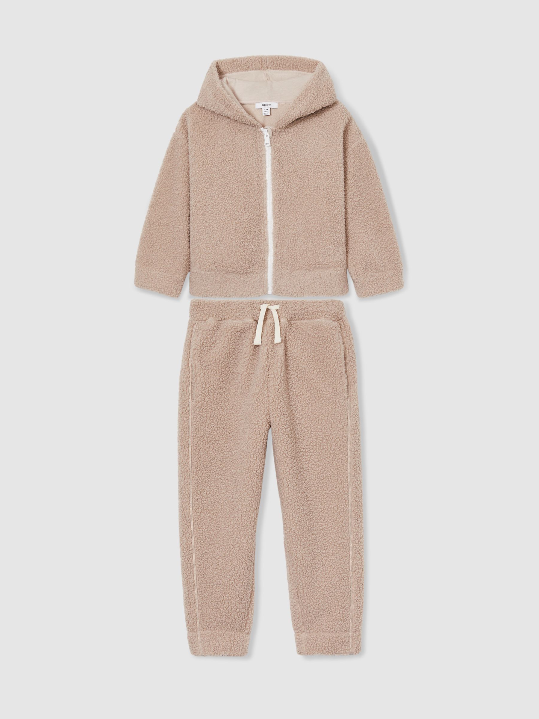 4-9 yrs Borg Zipped Hoodie and Joggers Set in Mink