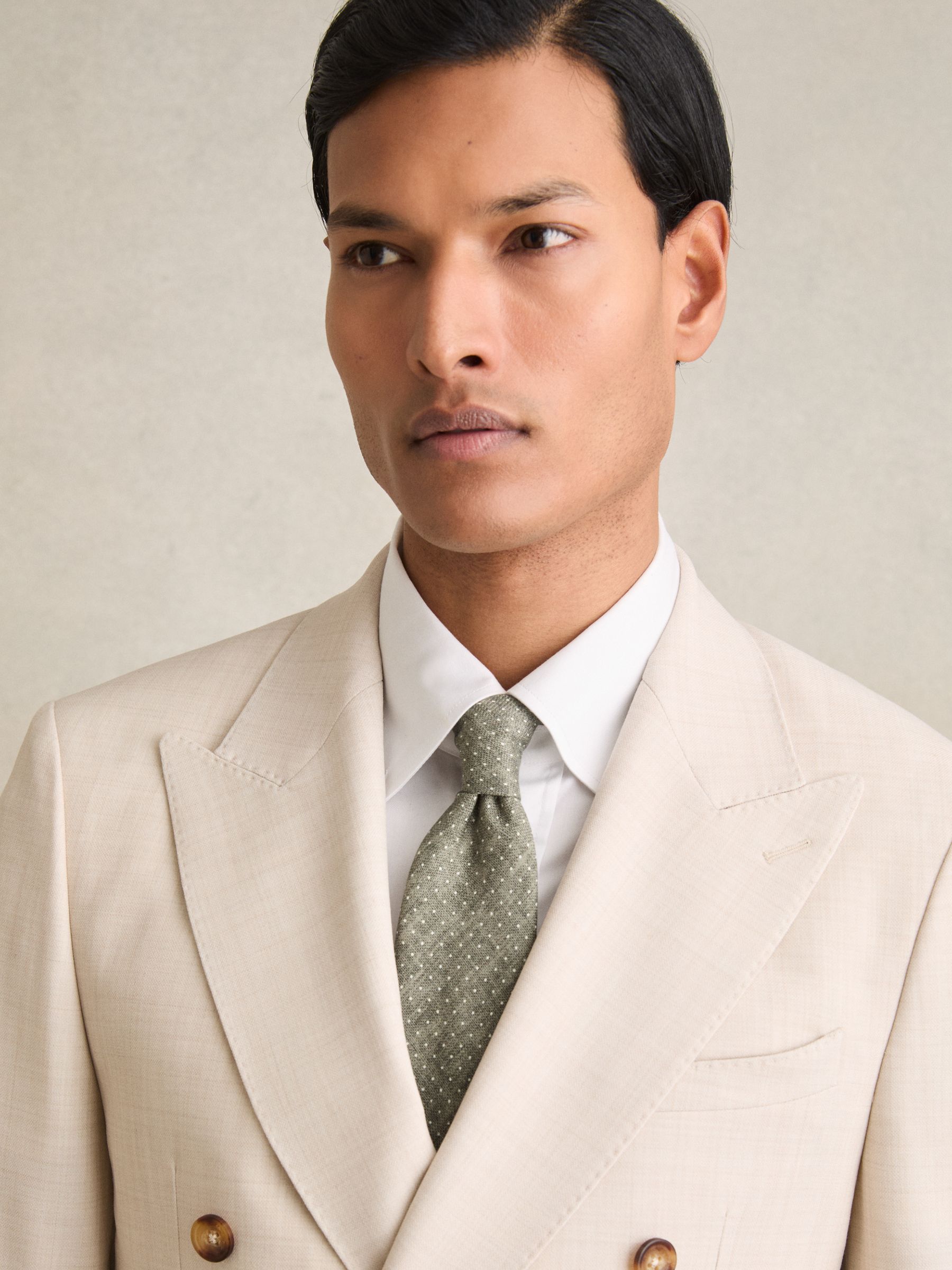 Silk Pin-Dot Tie in Olive