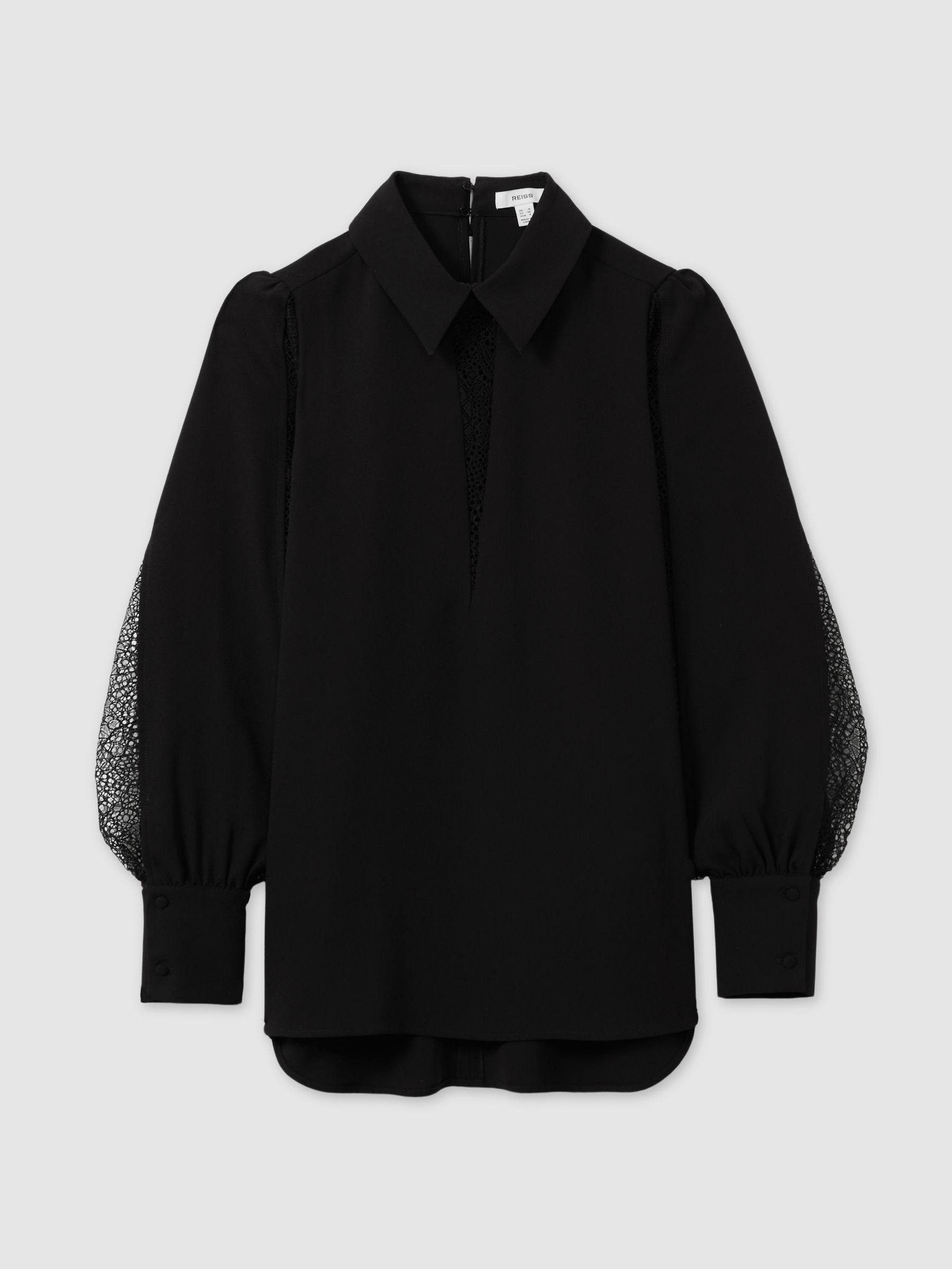 Lace Insert Blouse in Black