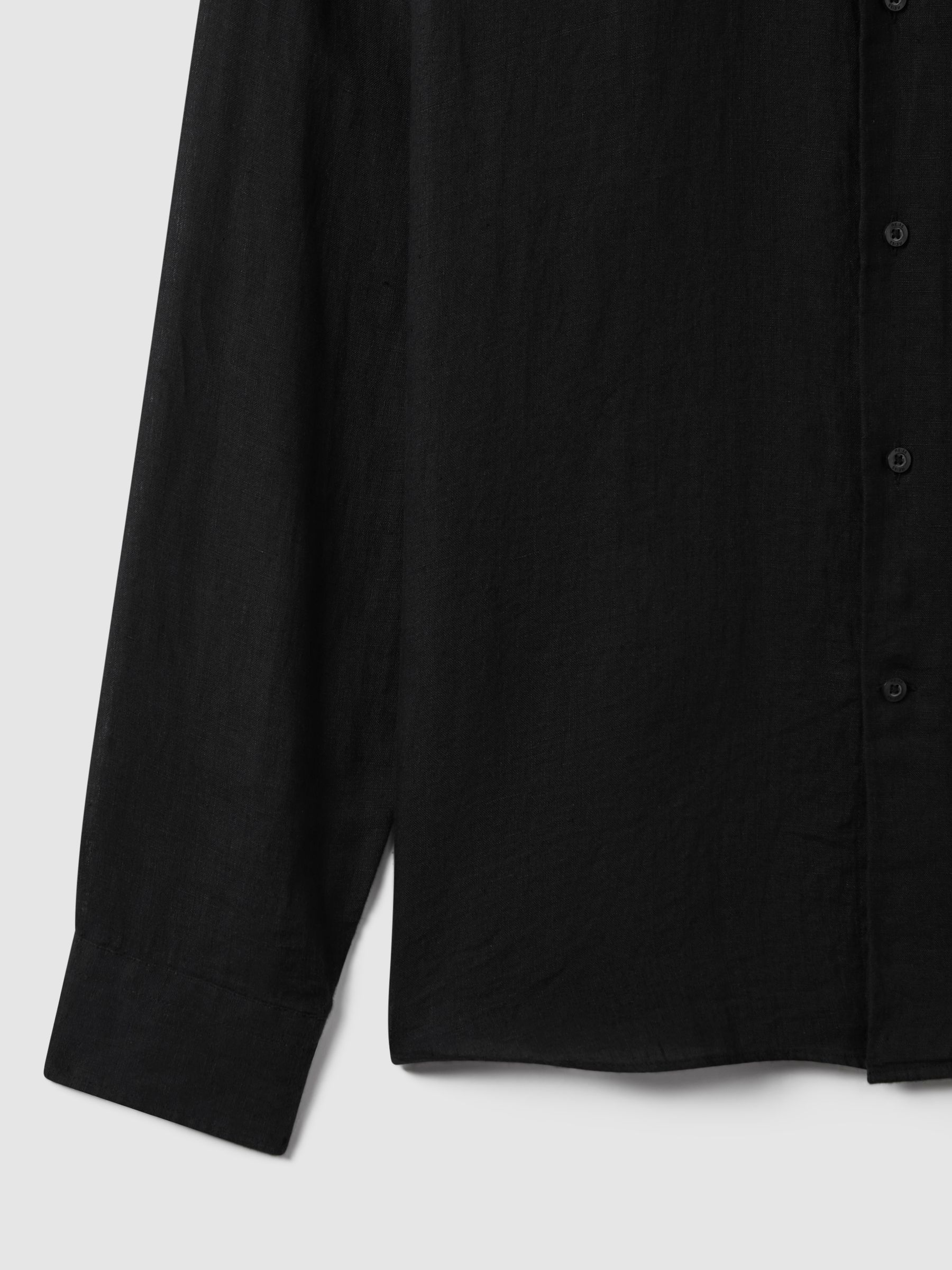Linen Button-Through Shirt in Black