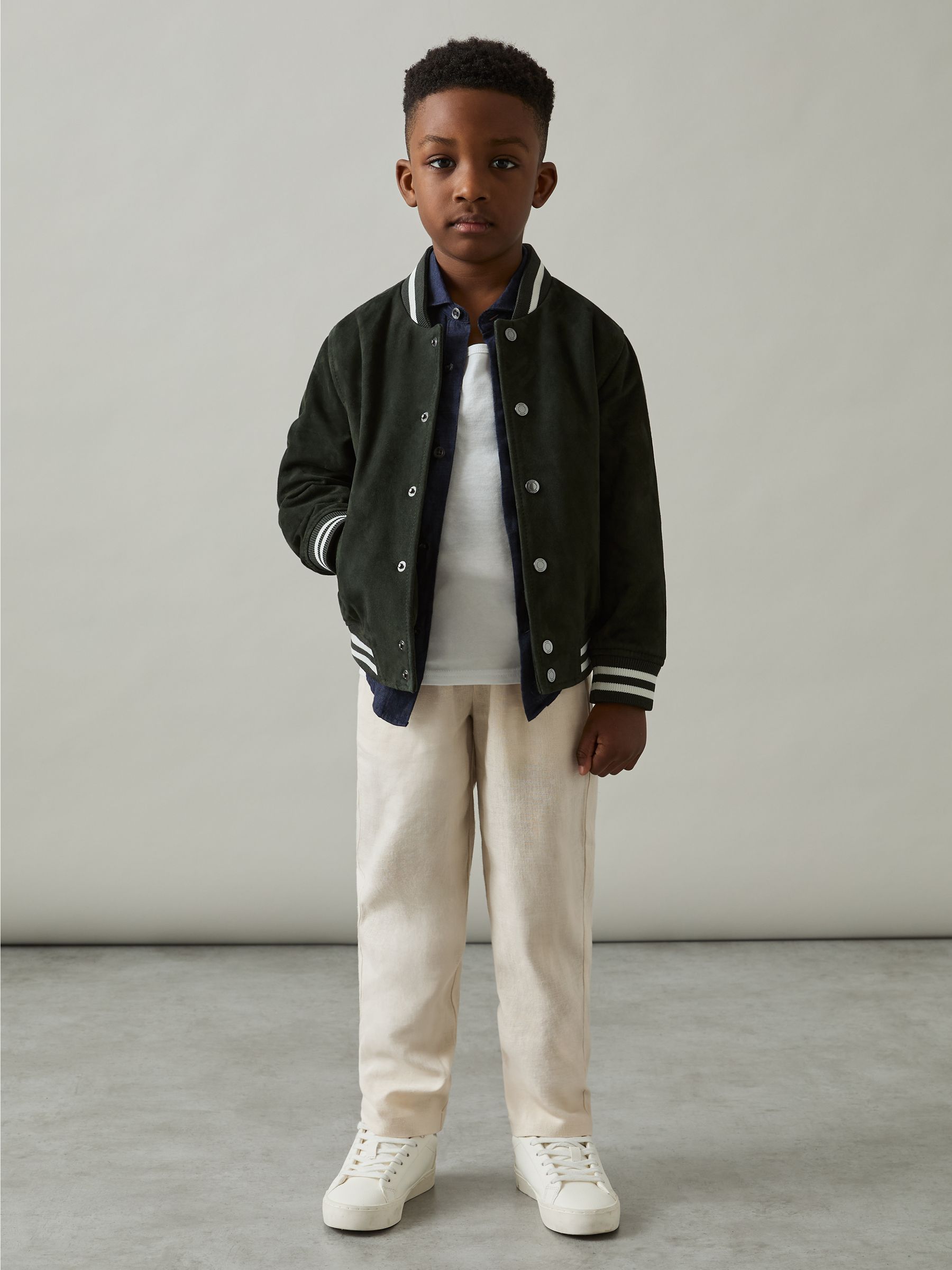 3-9 yrs Linen Blend Drawstring Trousers in Stone
