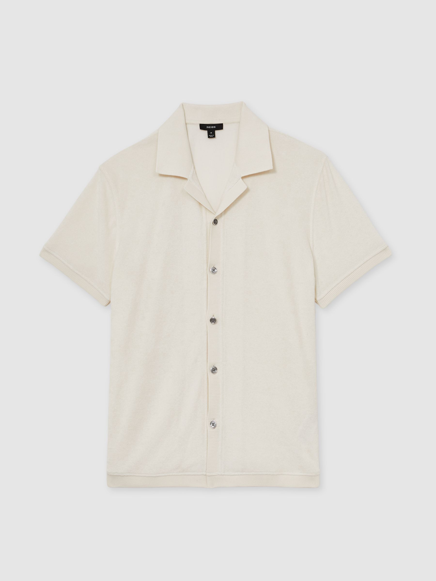 Cotton Blend Towelling Shirt in White