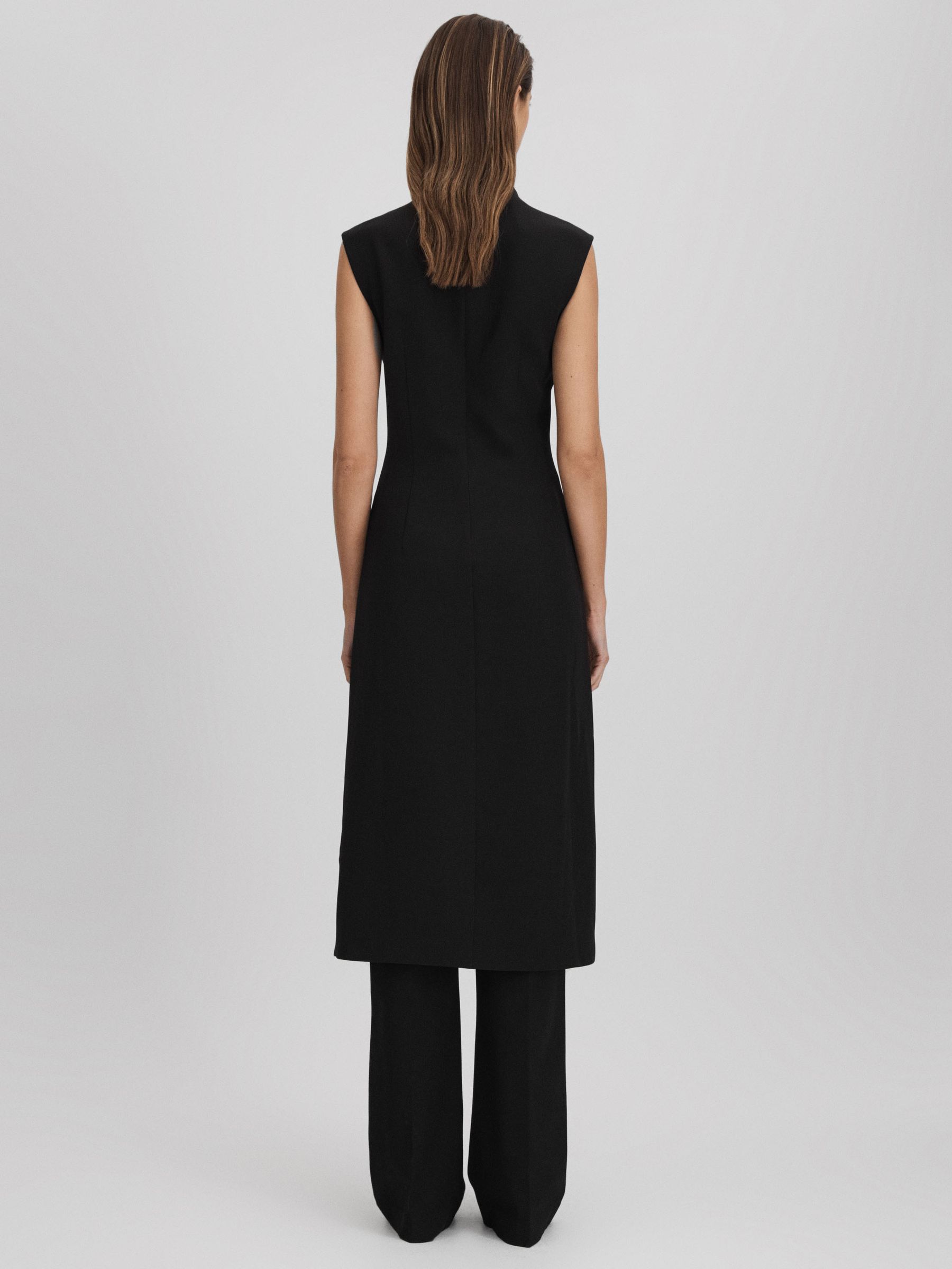Halston Cowl Neck Wrap Midi Dress in Black