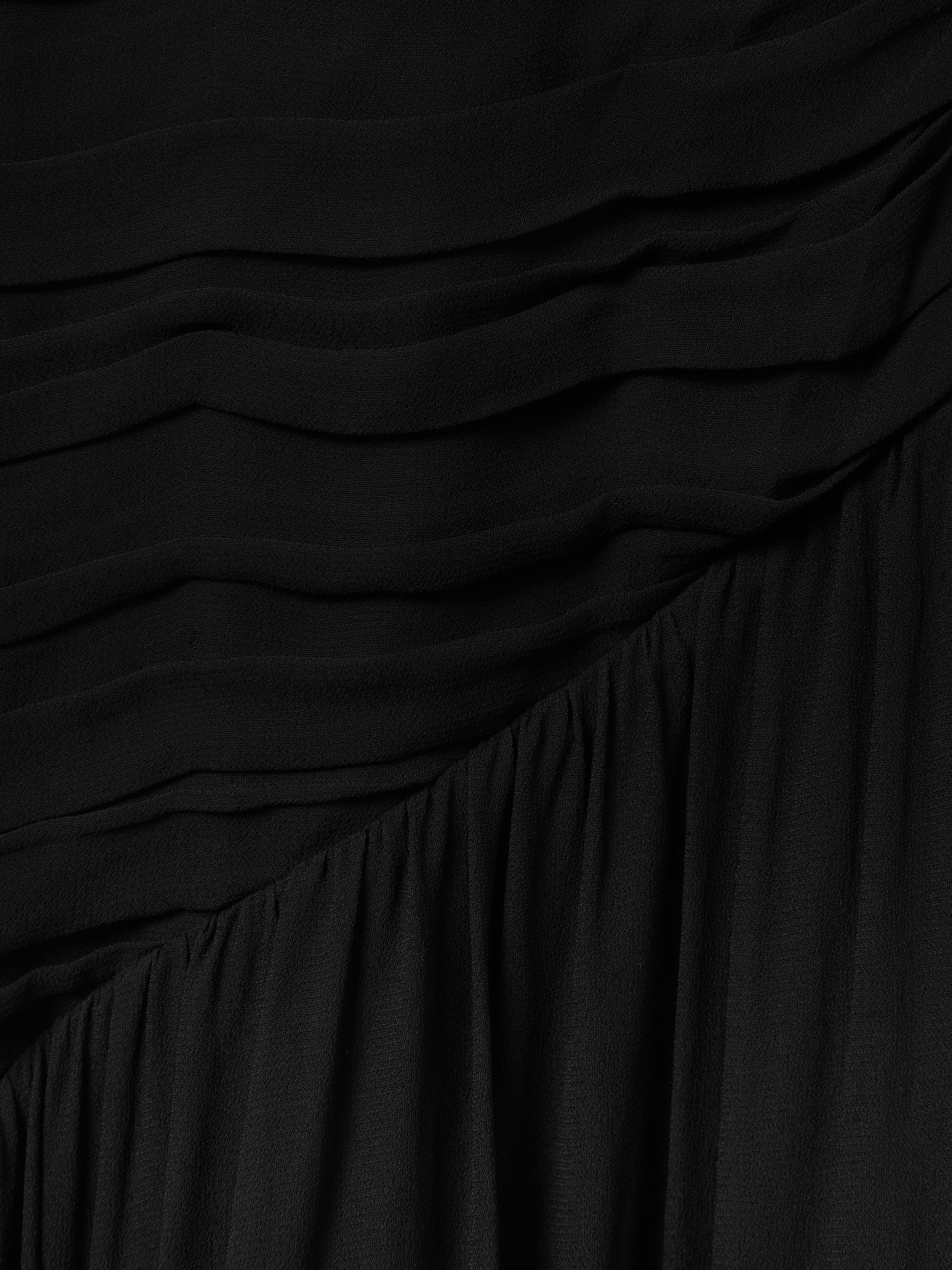 Ruched Bodycon Midi Dress in Black