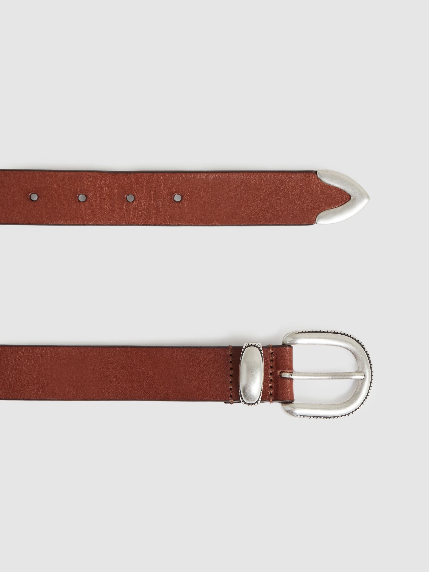 Leather Western Belt in Tan Brown