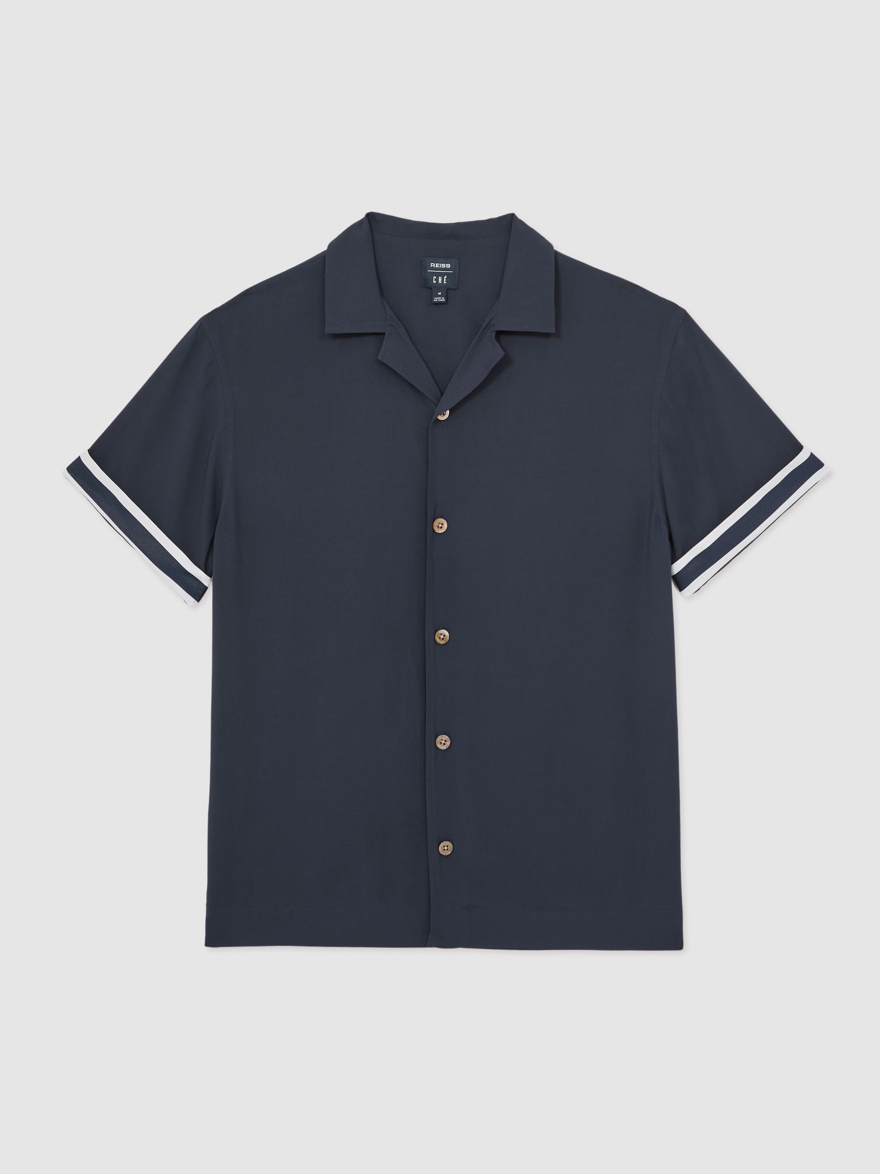 Reiss | Ché Stripe-Cuff Shirt in Navy