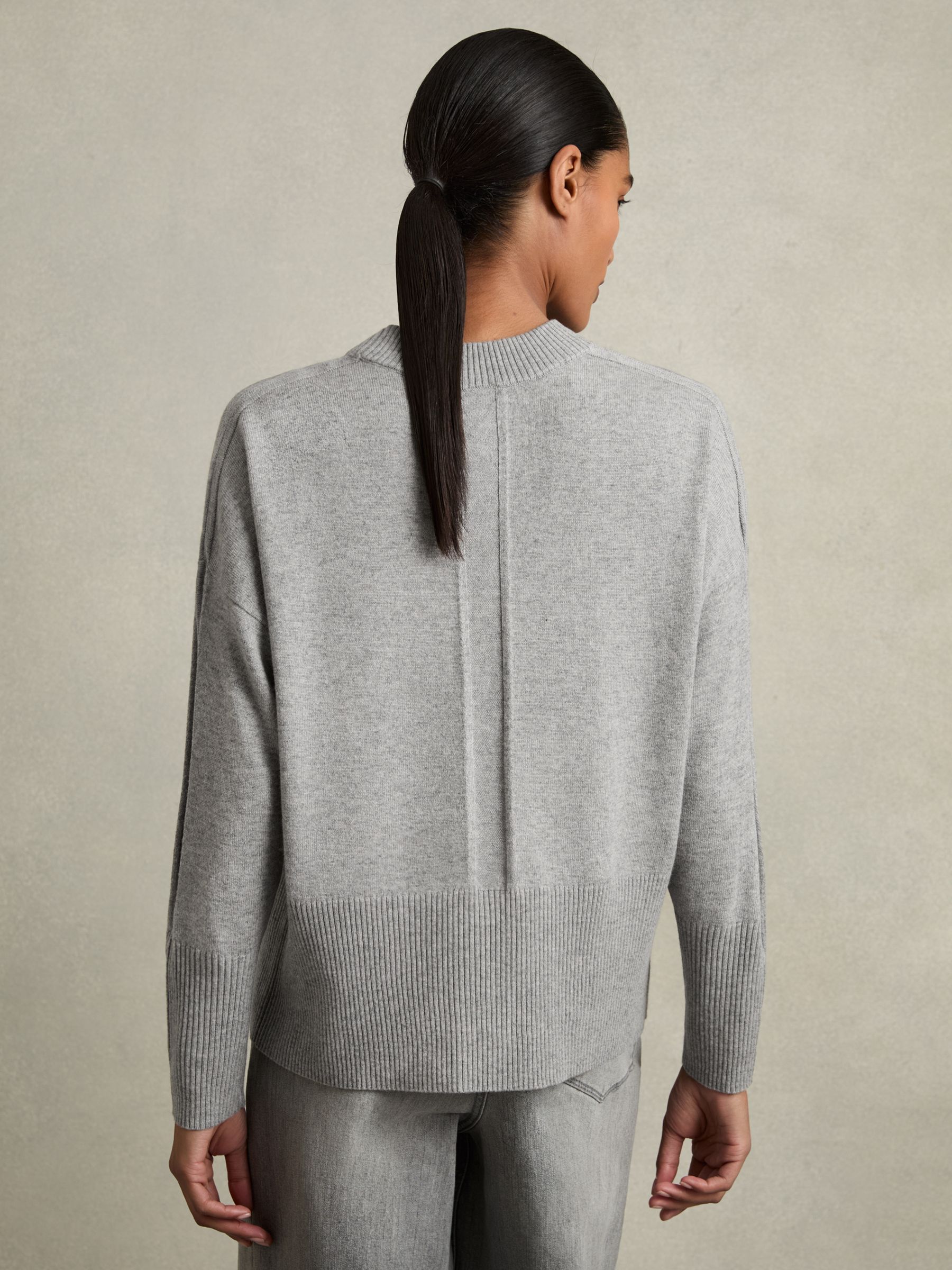 Geometric Colour-Block Jumper With Wool And Cashmere in Grey