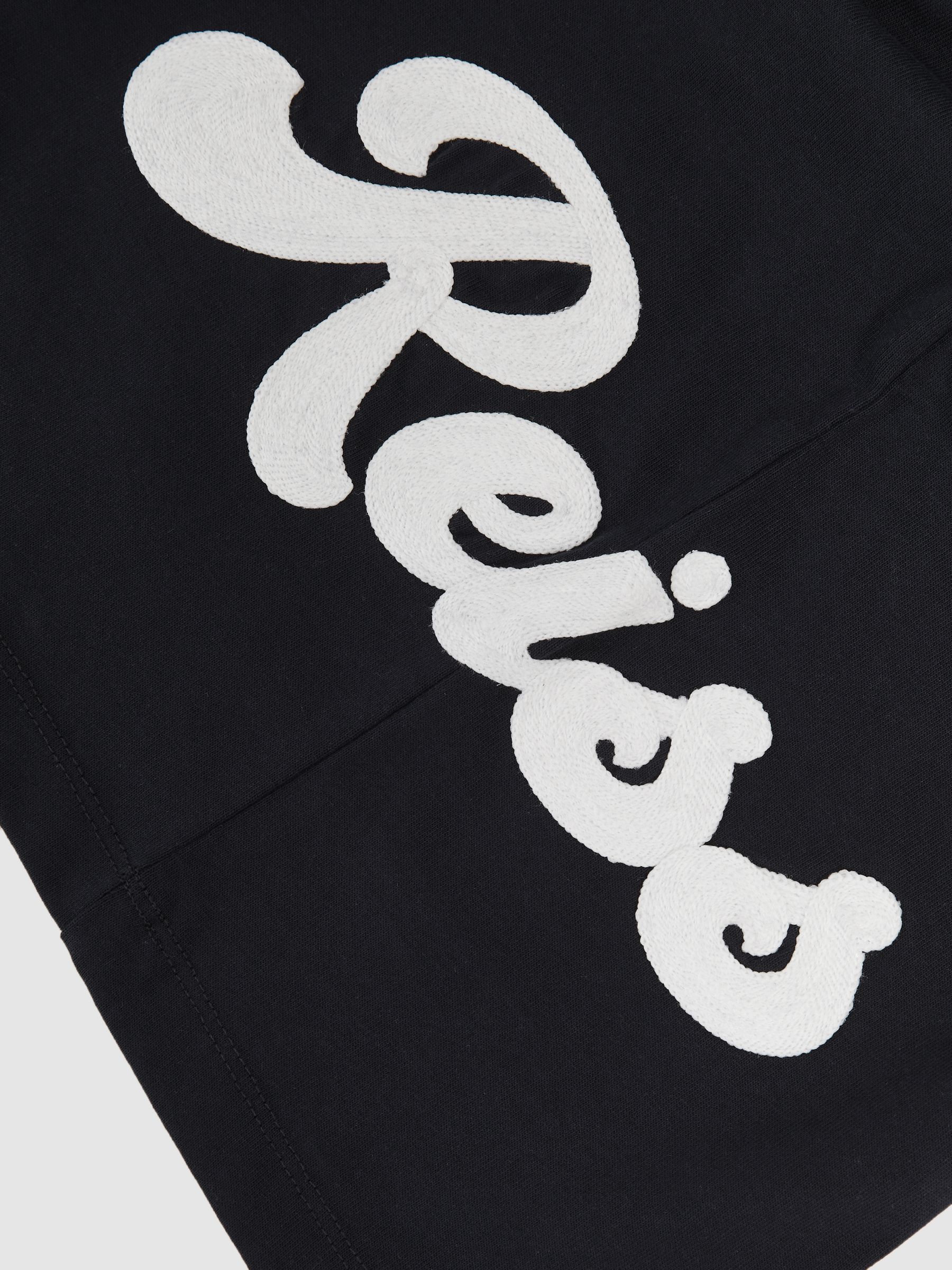 9-12 yrs Cotton Script-Logo Oversized T-Shirt in Navy