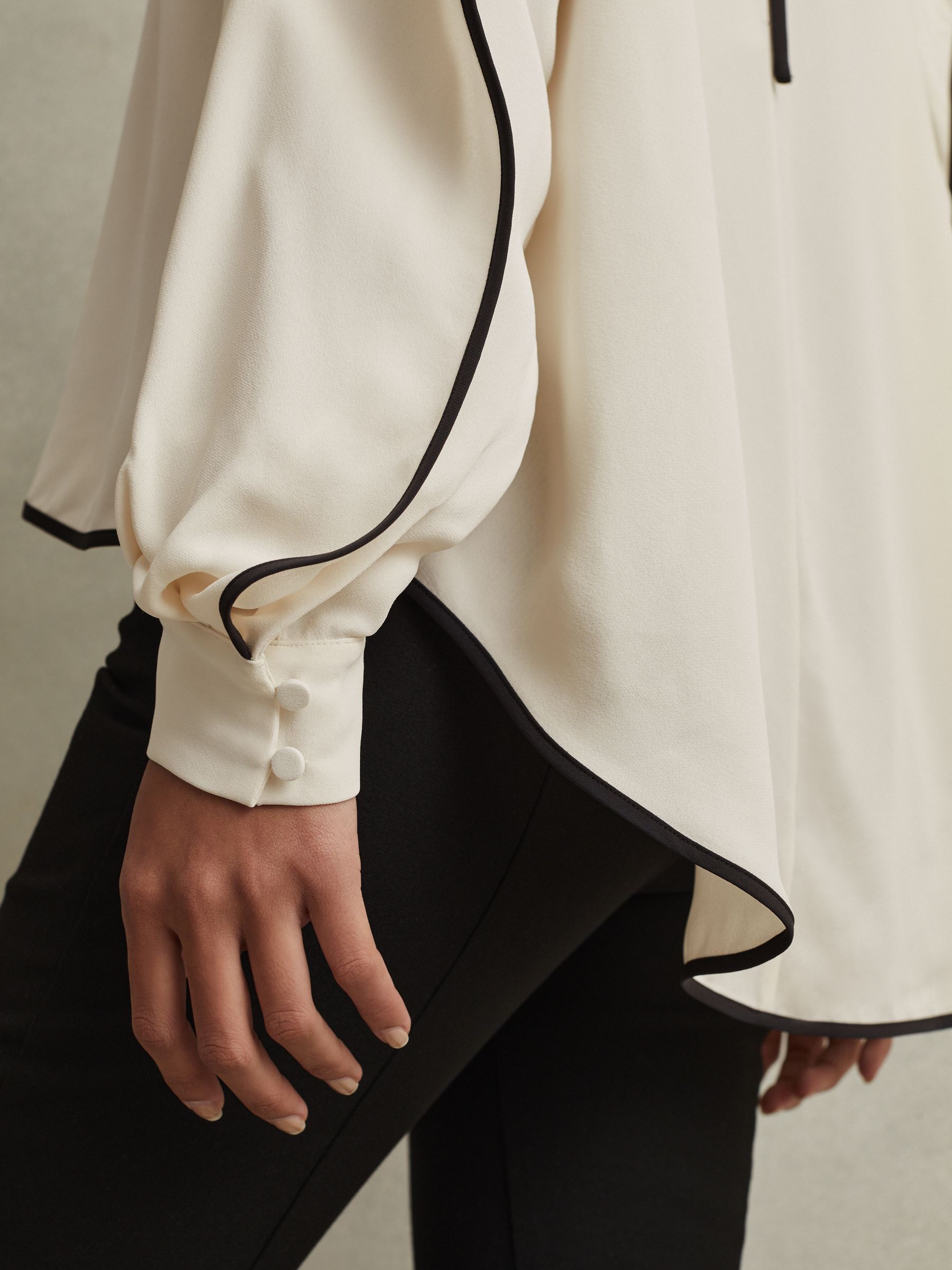Ruffle Detail Cut Out Blouse in White