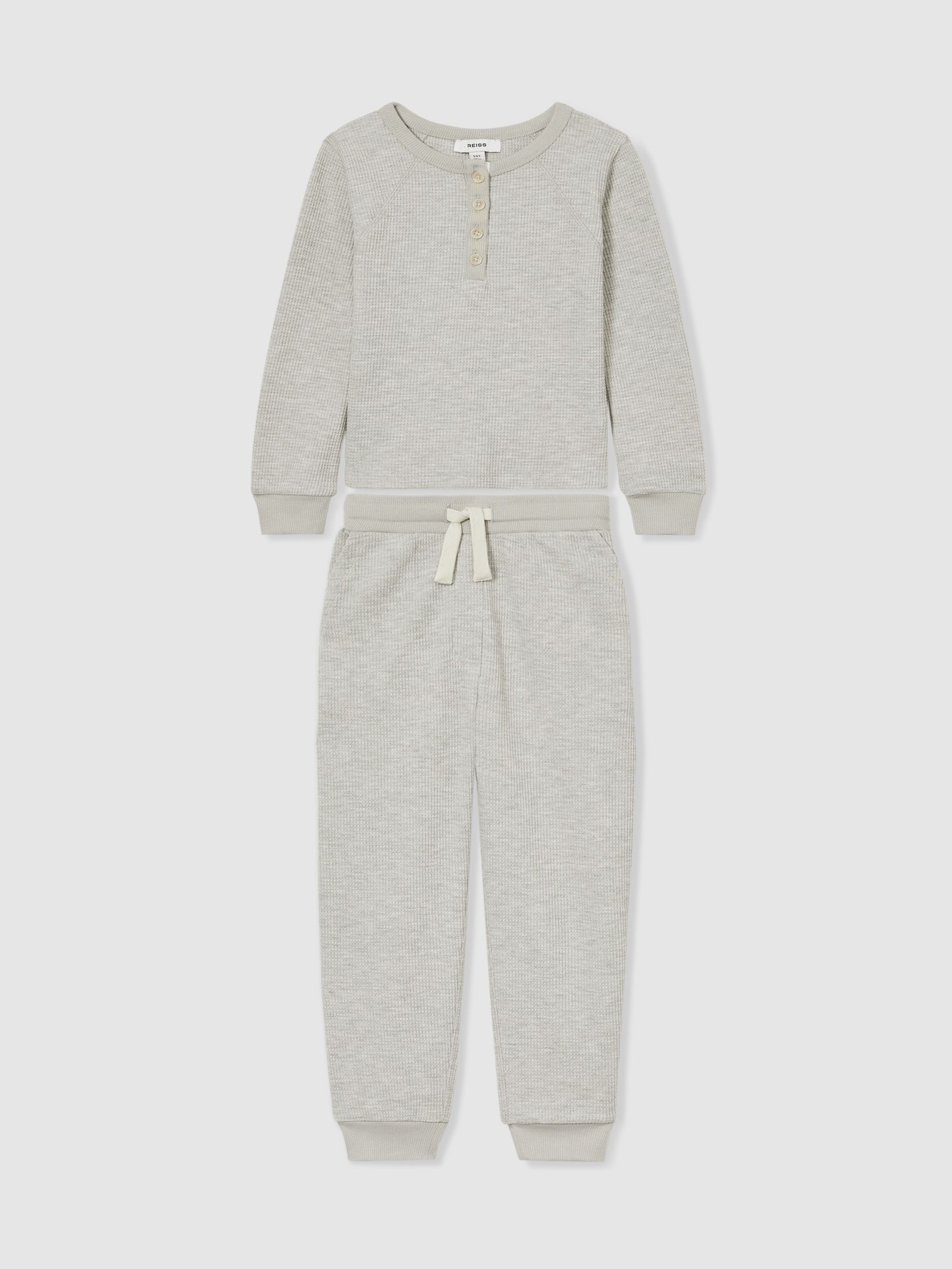 4-9 yrs Cotton-Blend Jersey Waffle Top And Trousers Set in Grey
