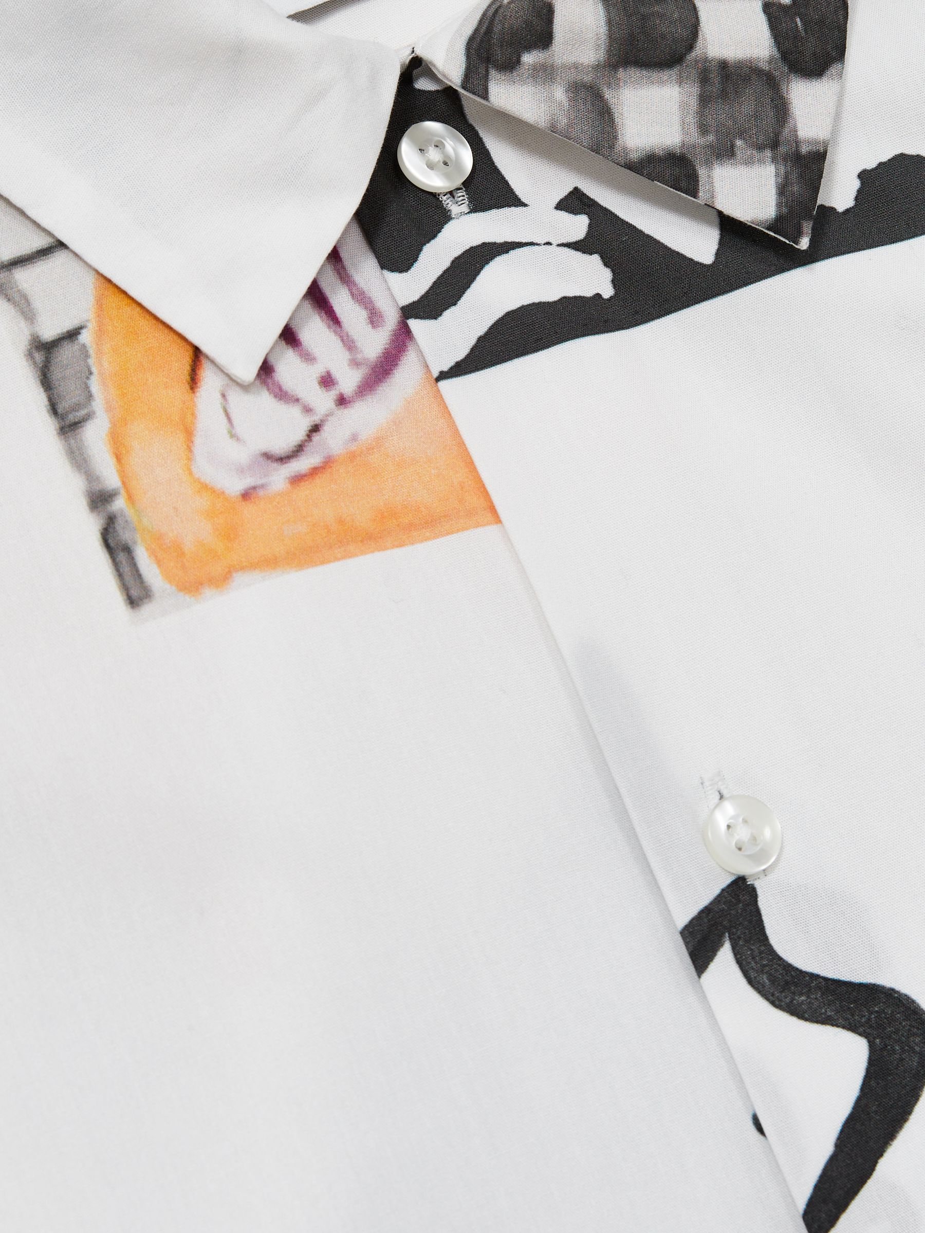 Les Deux Cotton Graphic-Print Shirt in Ivory Print