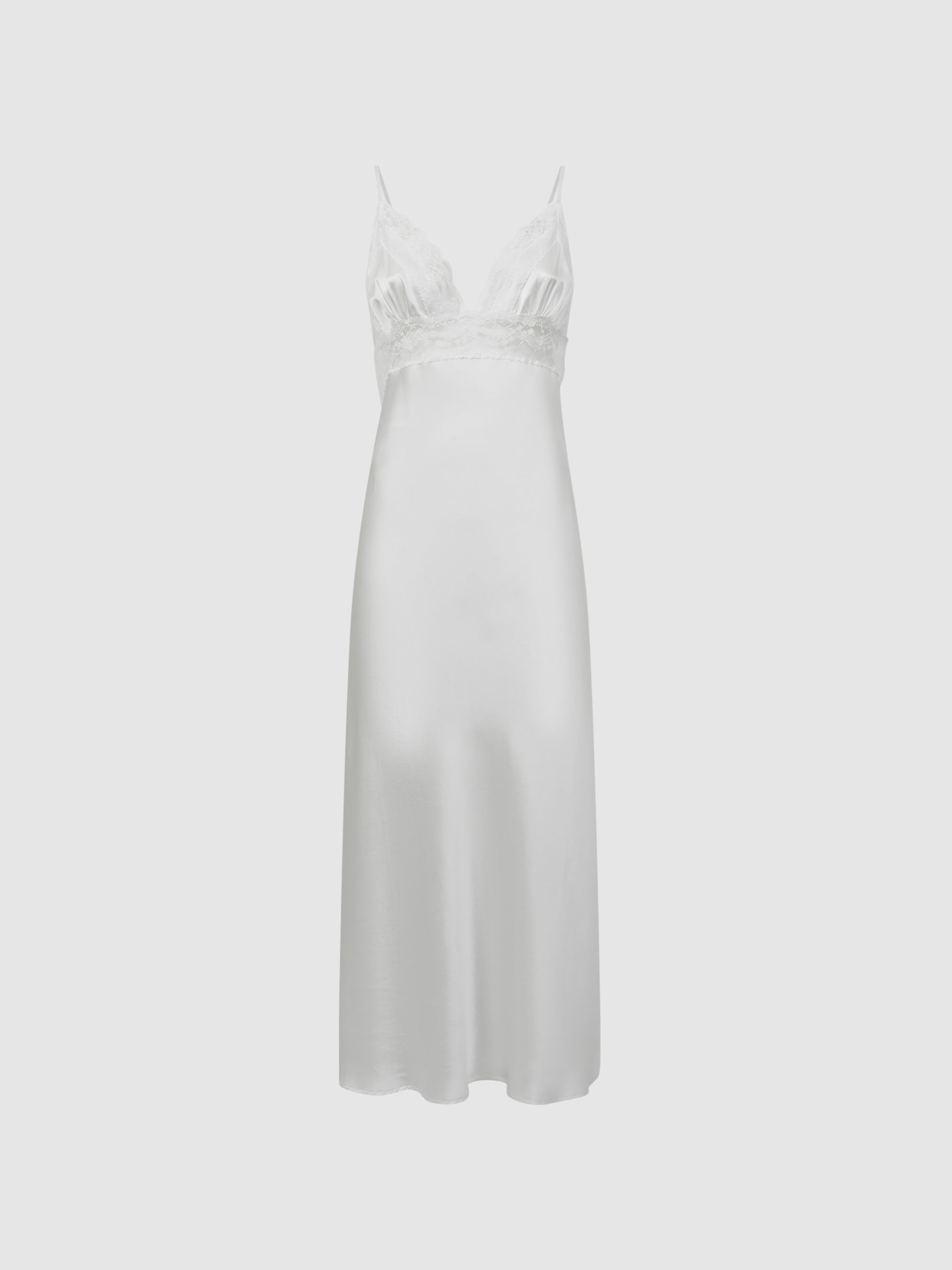 Maison Essentiele Silk Lace Midi Dress in Optic White