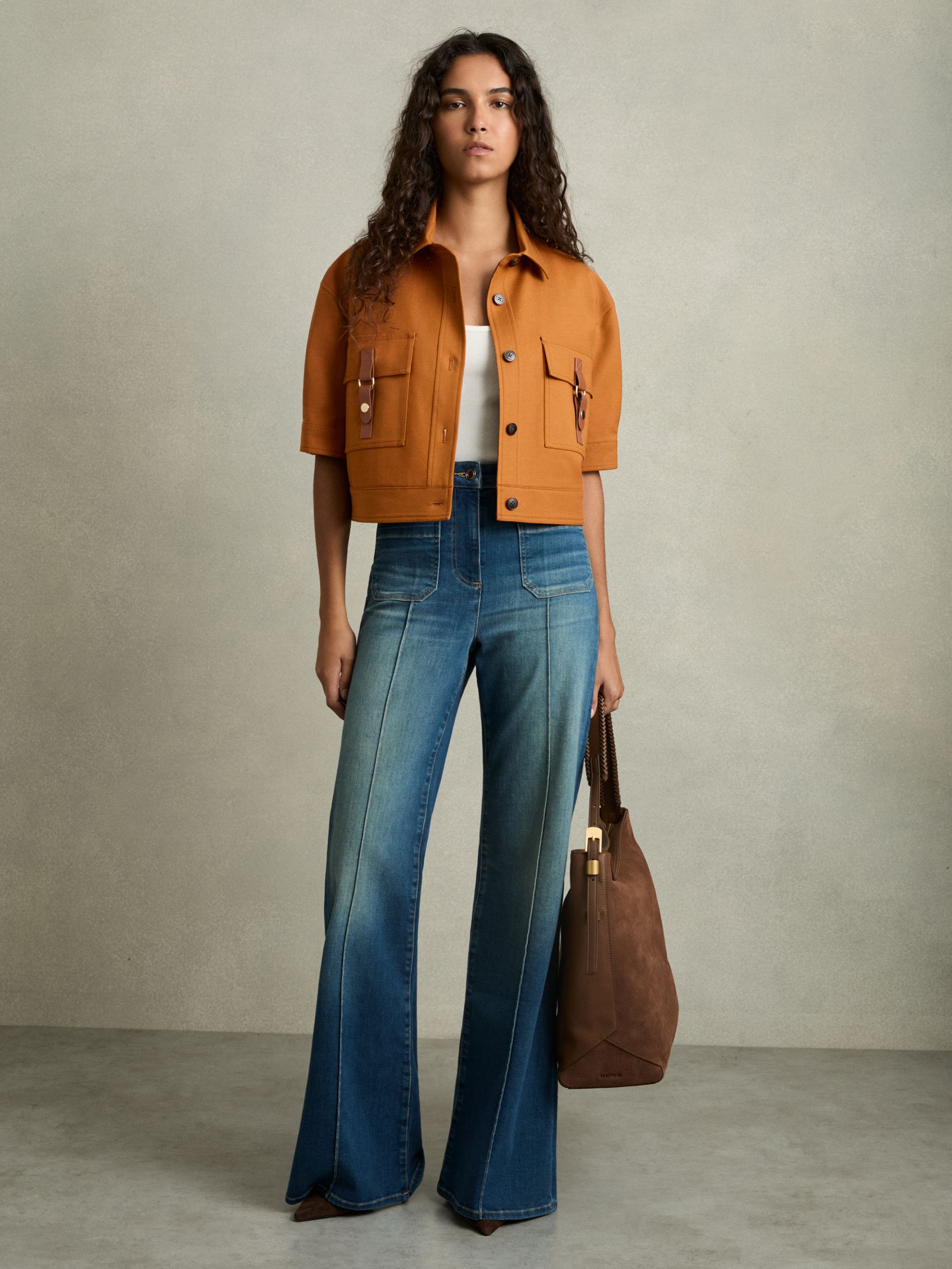 Button-Through Cropped Cargo Top in Rust