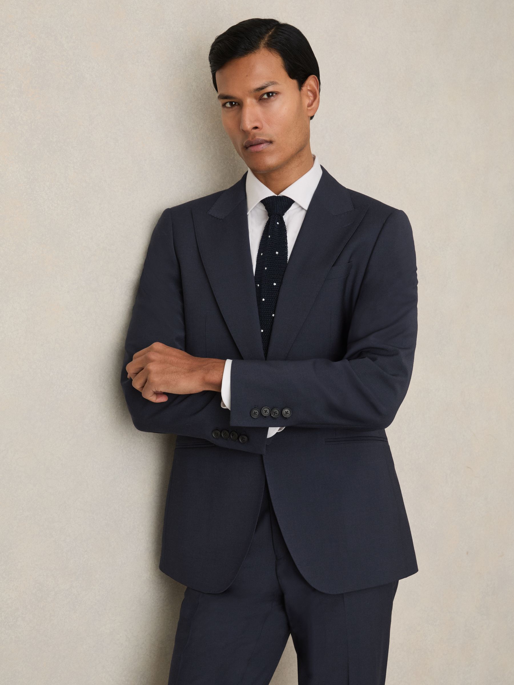 Regular-Fit Single-Breasted Wool-Blend Suit Blazer in Bright Blue