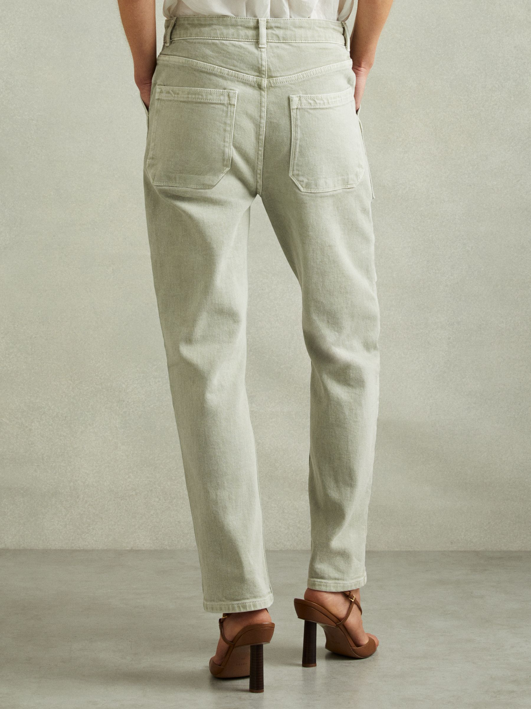 Garment Dyed Utility Tapered Jeans in Washed Green