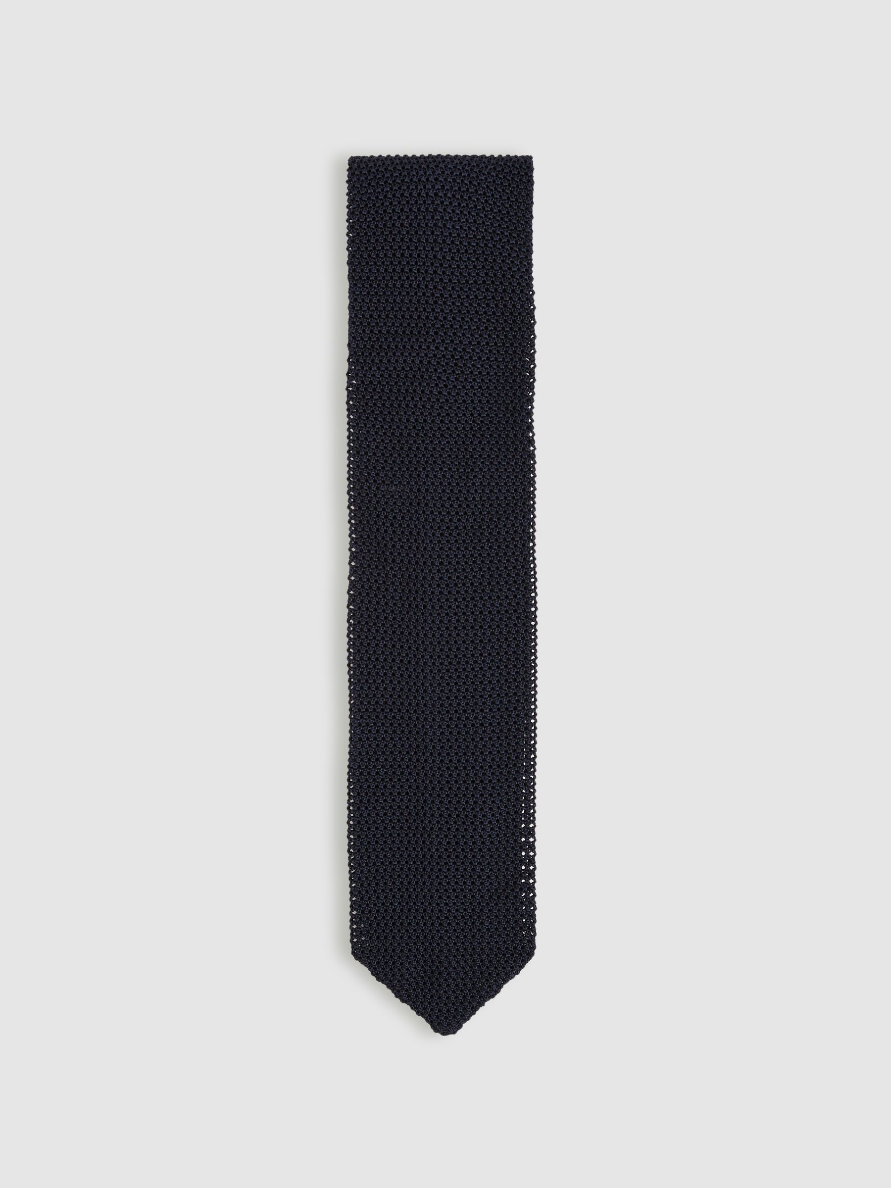 Silk Knitted Tie in Navy
