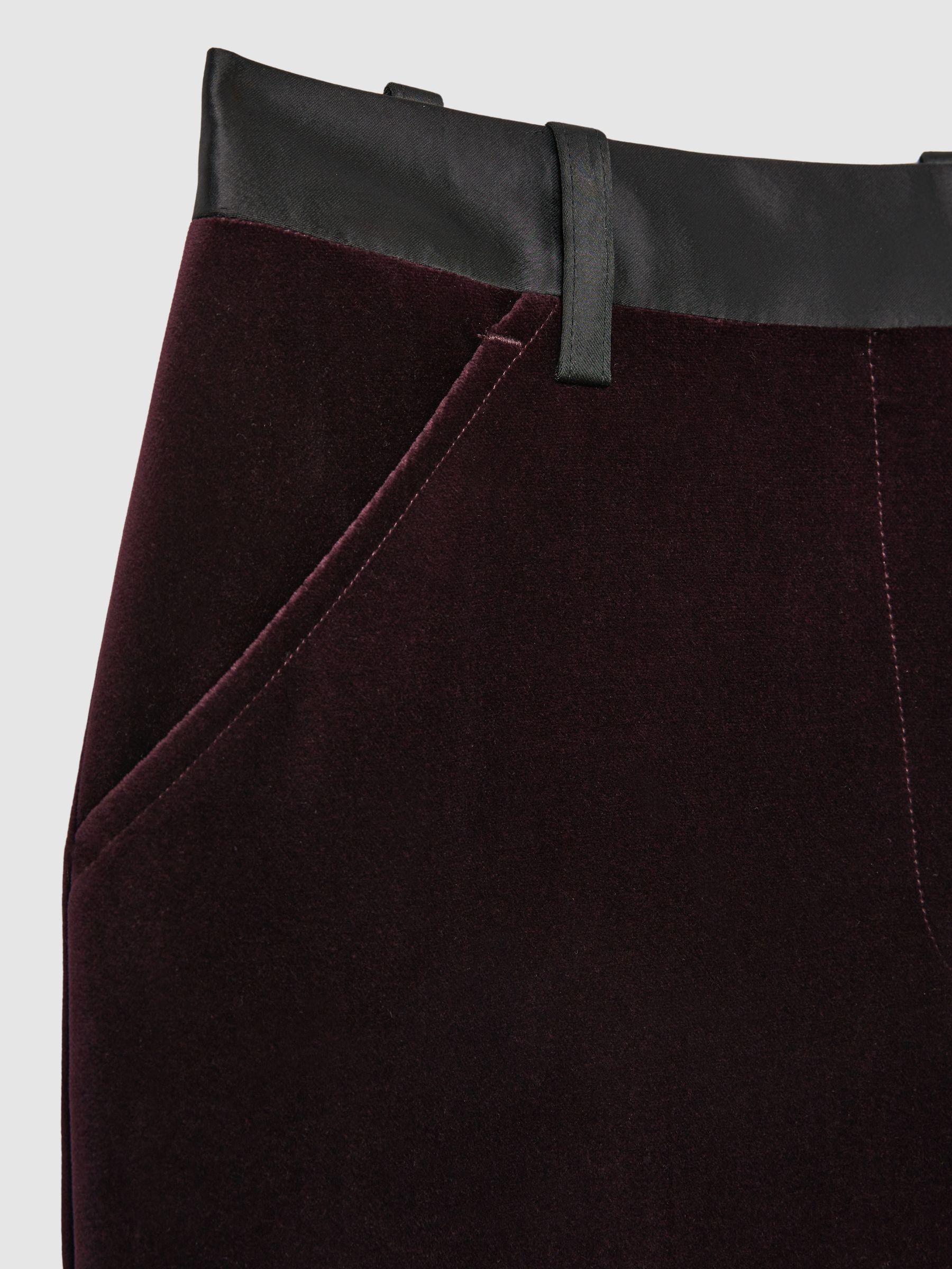 Petite Cotton-Velvet Flared Trousers in Burgundy