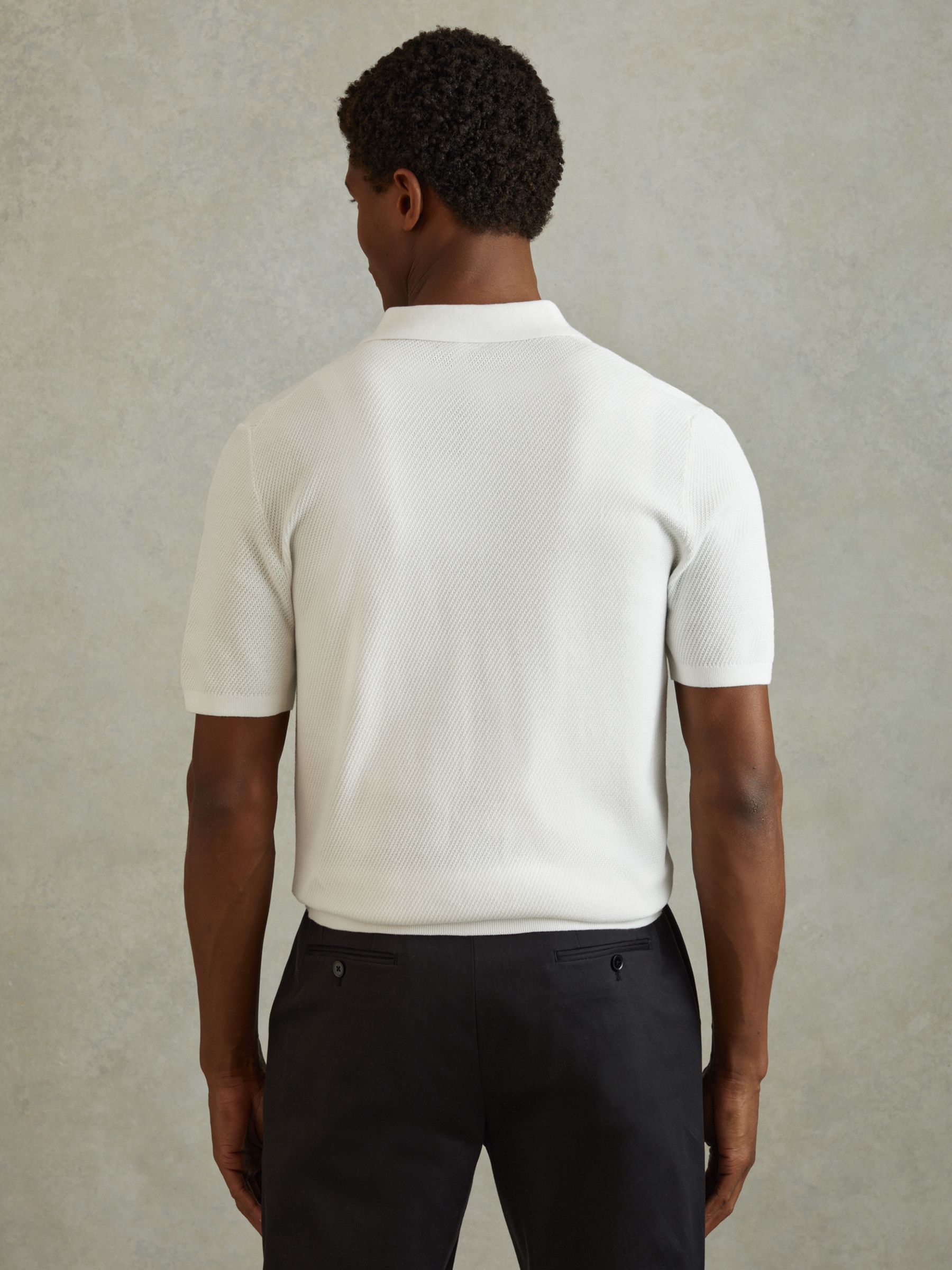 Cotton Blend Textured Shirt in White