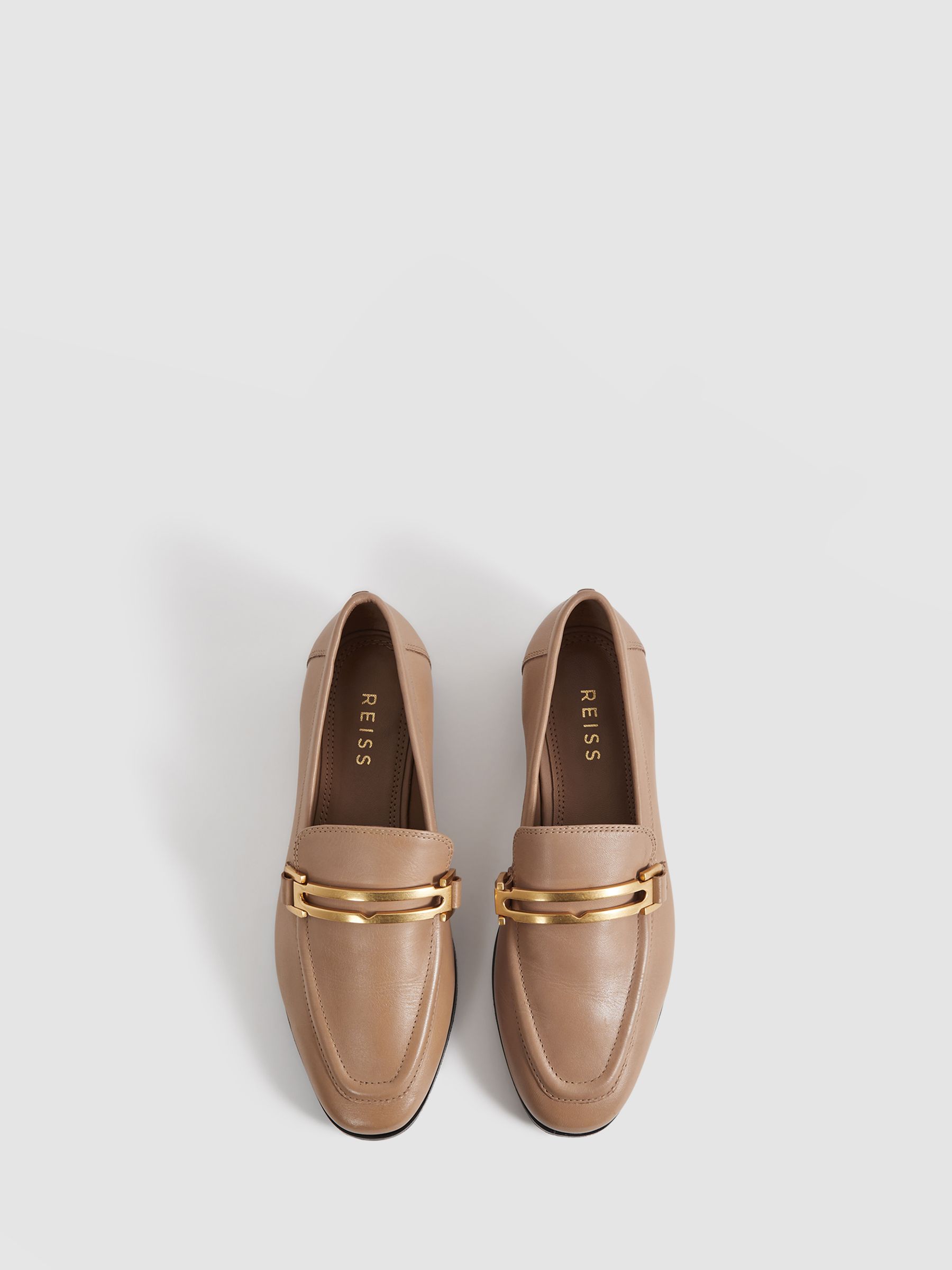 Leather Rounded Loafers in Nude