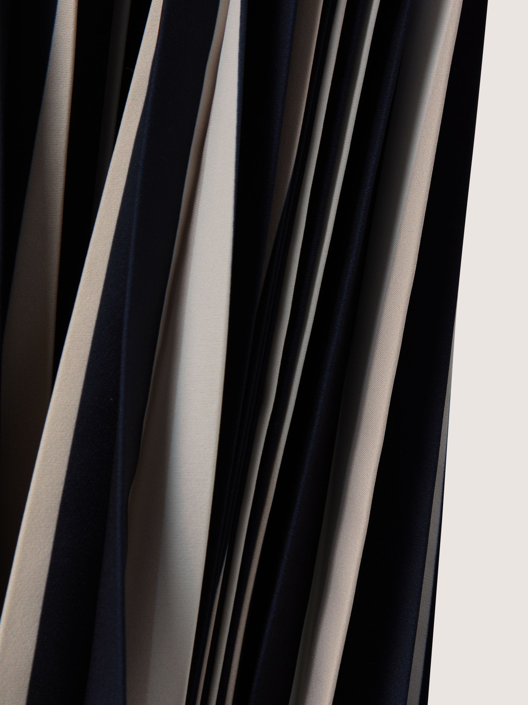 Pleated Striped Midi Skirt in Navy/Cream