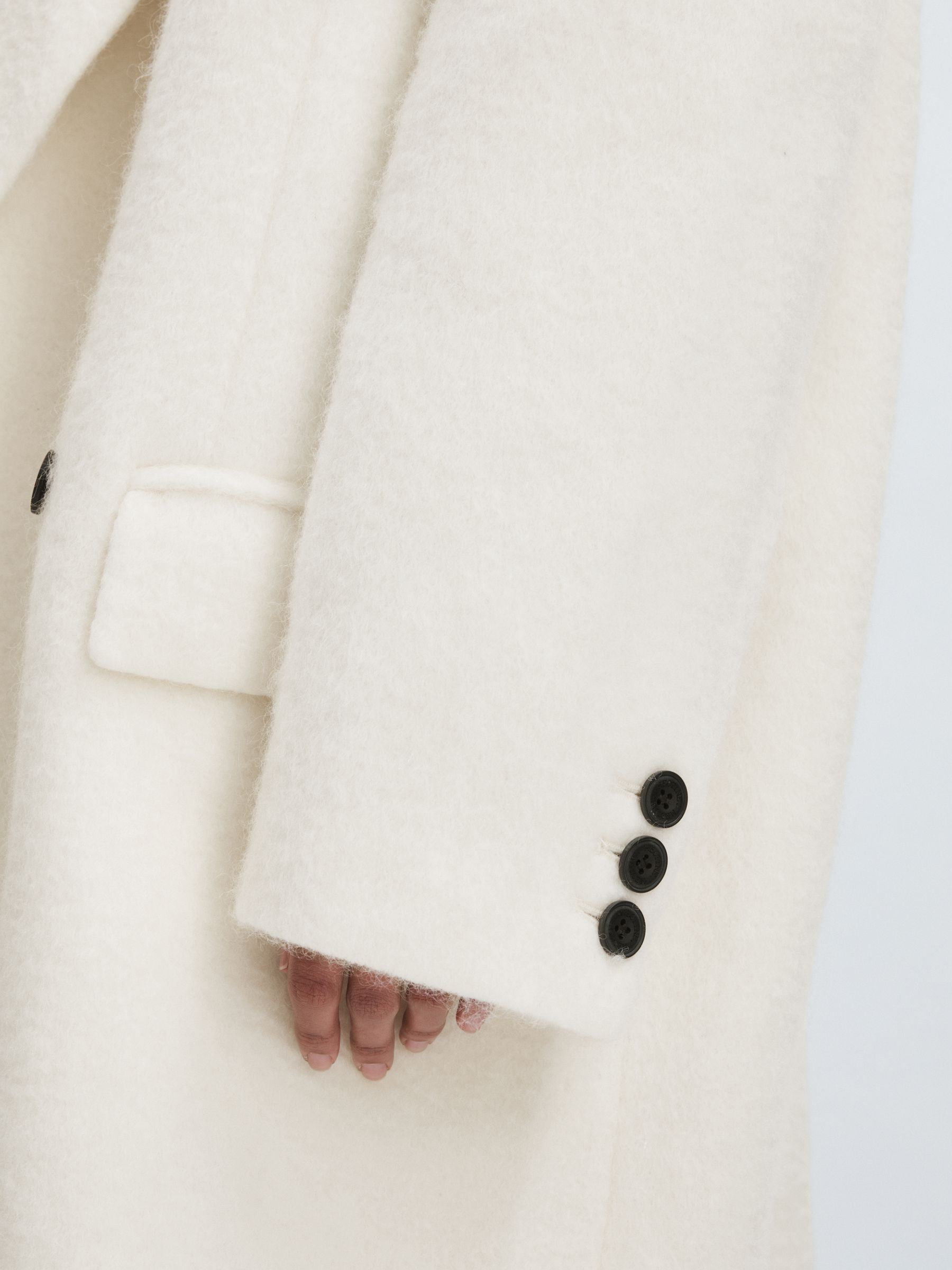 Meotine Double-Breasted Coat With Mohair in Cream