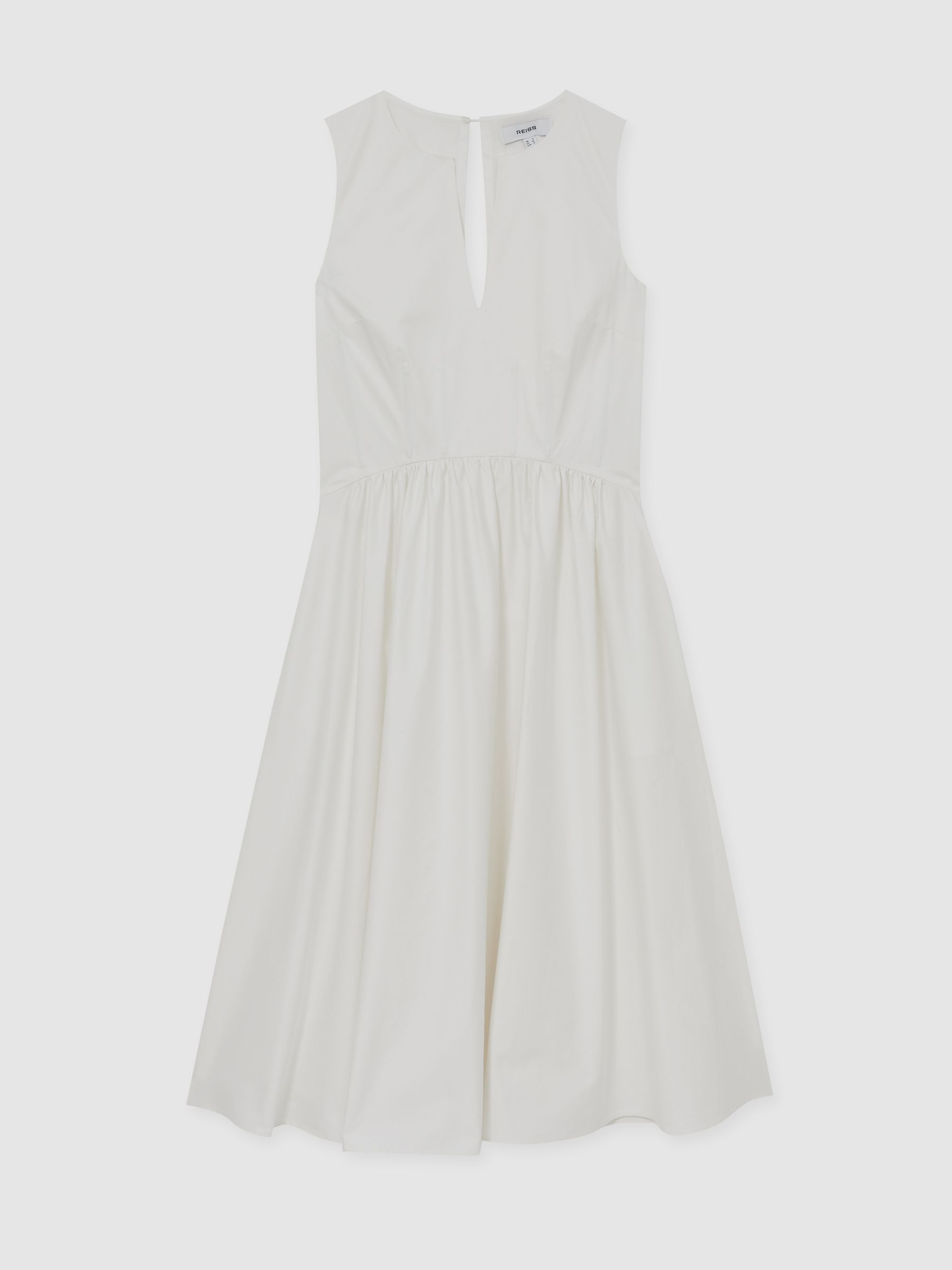 100% Cotton Corset Midi Dress in Ivory