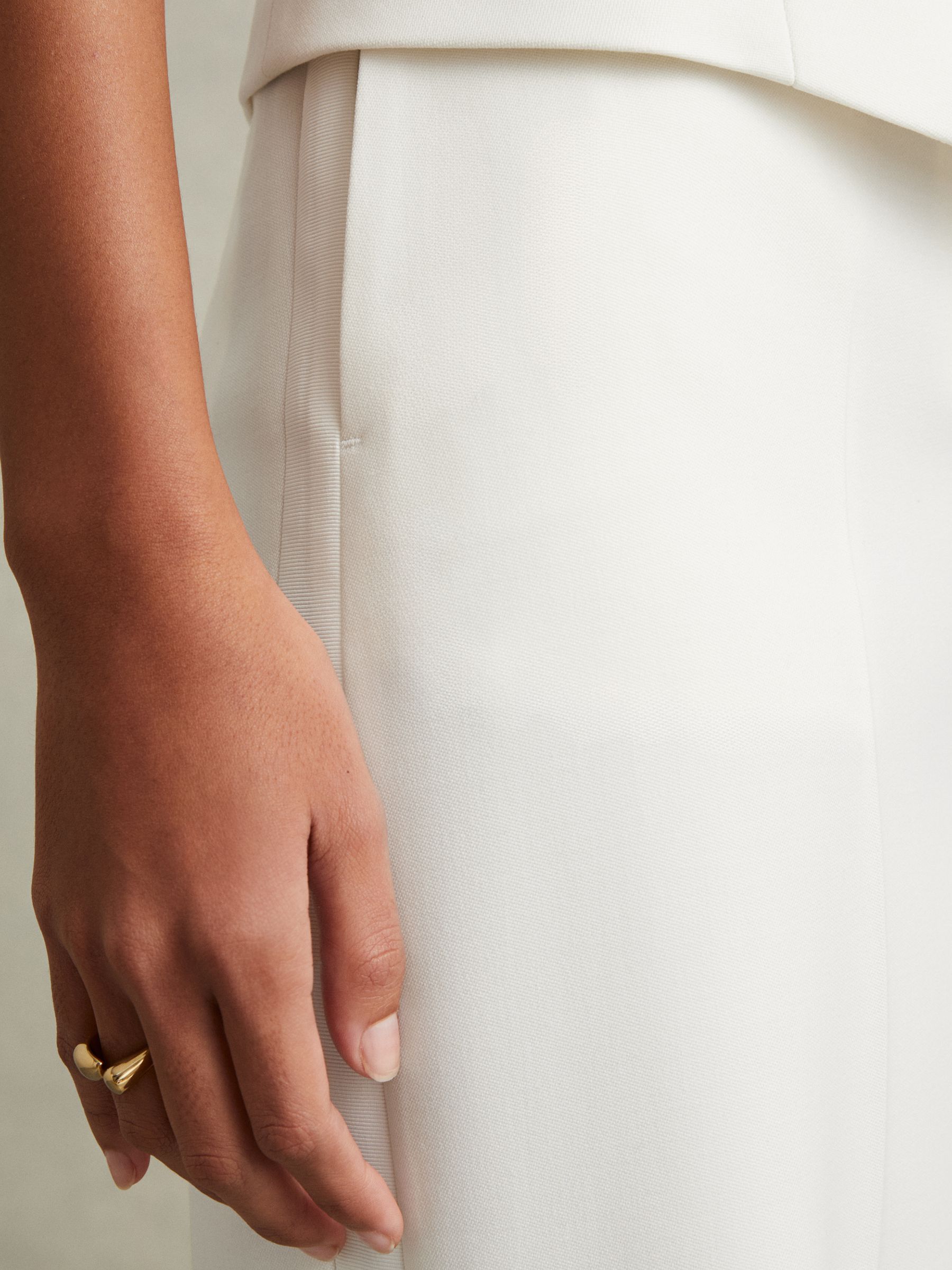 Petite Wool Blend Wide Leg Tux Trousers in White