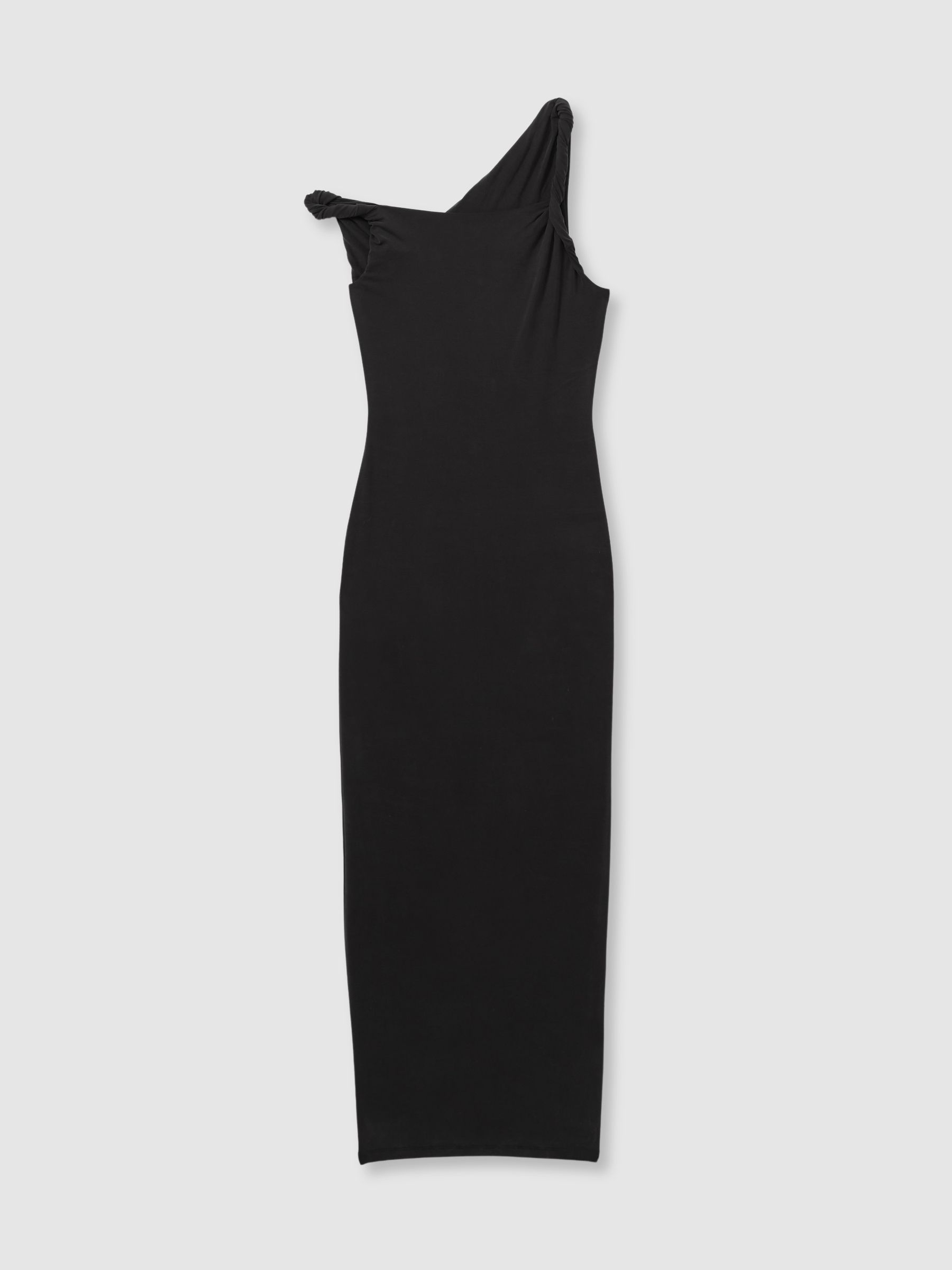 Twisted Strap Jersey Maxi Dress in Black