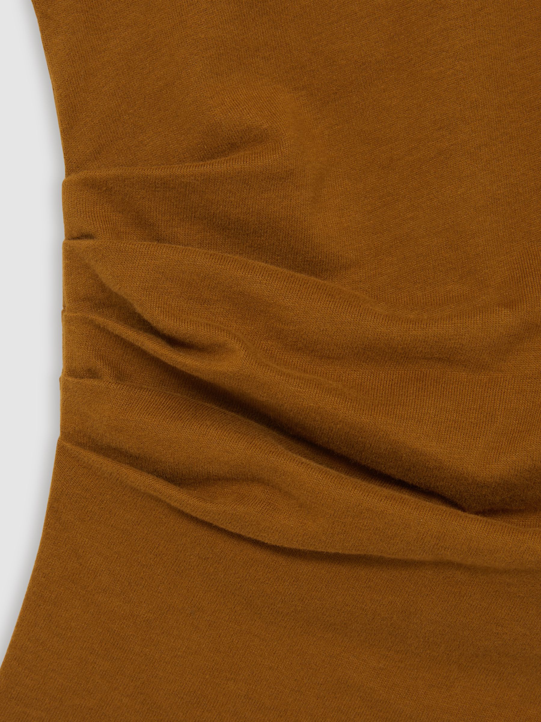 13-14 yrs Cotton-Jersey Cap-Sleeve Ruched Top in Tan