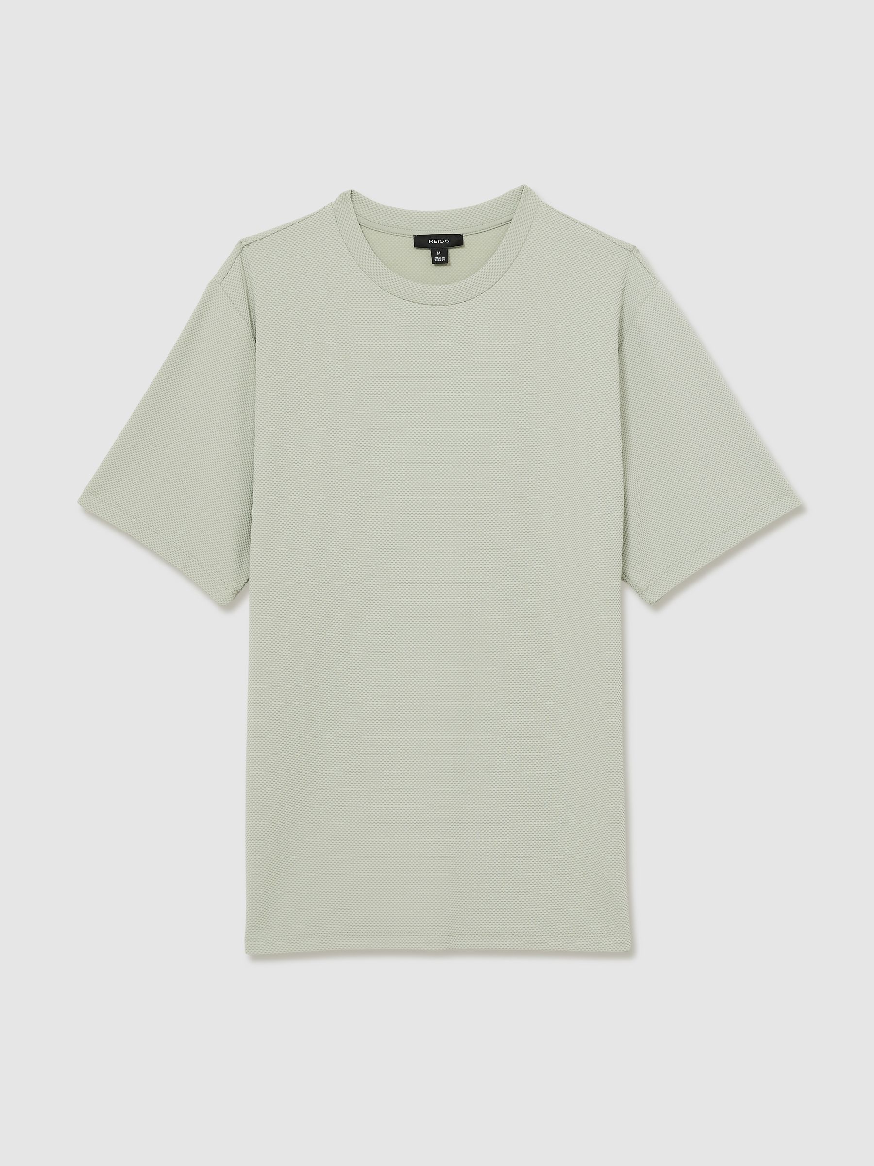 Textured Crew-Neck T-Shirt in Sage Green