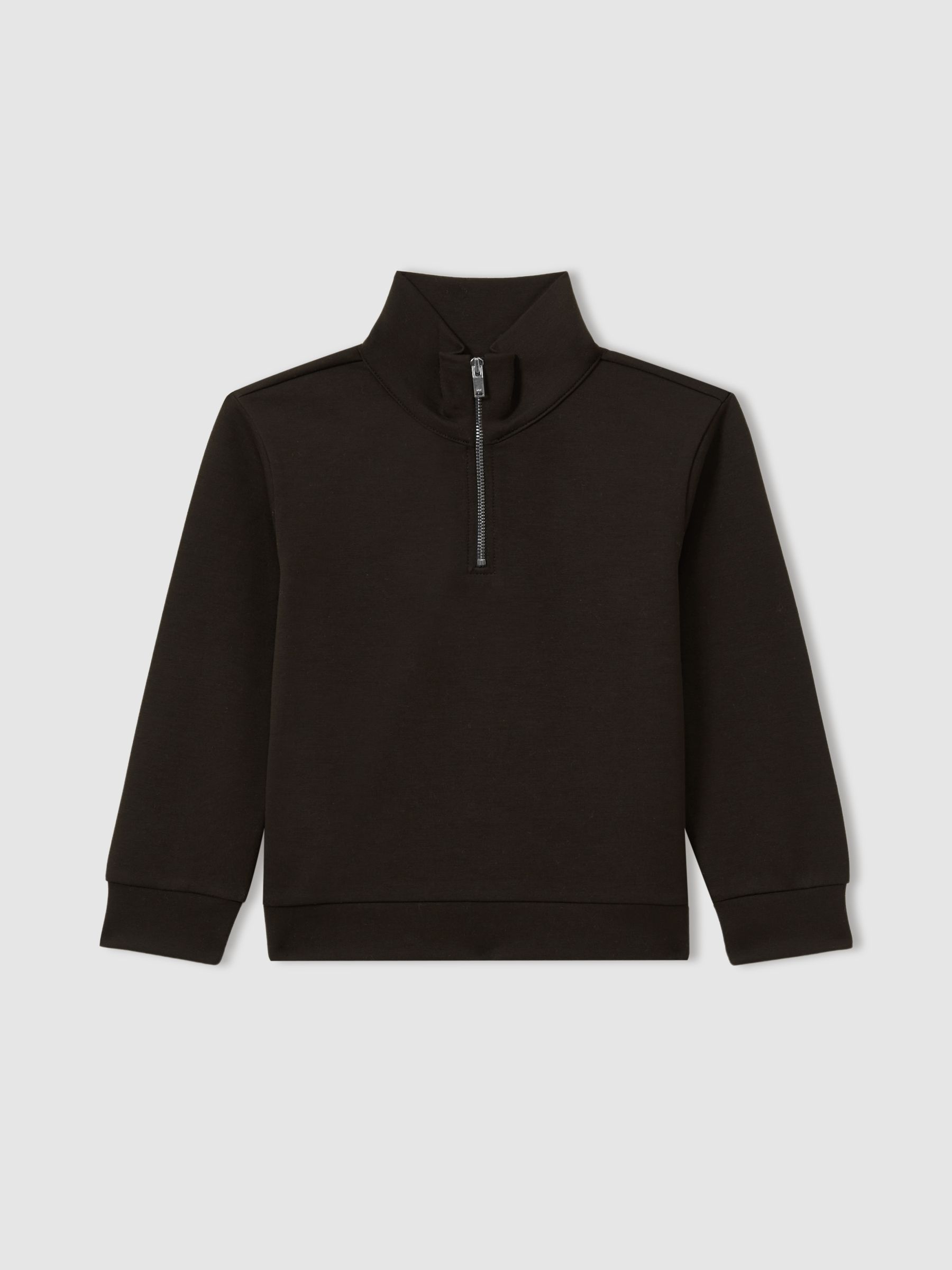 9-13 yrs Interlock-Jersey Half-Zip Sweatshirt in Chocolate Brown