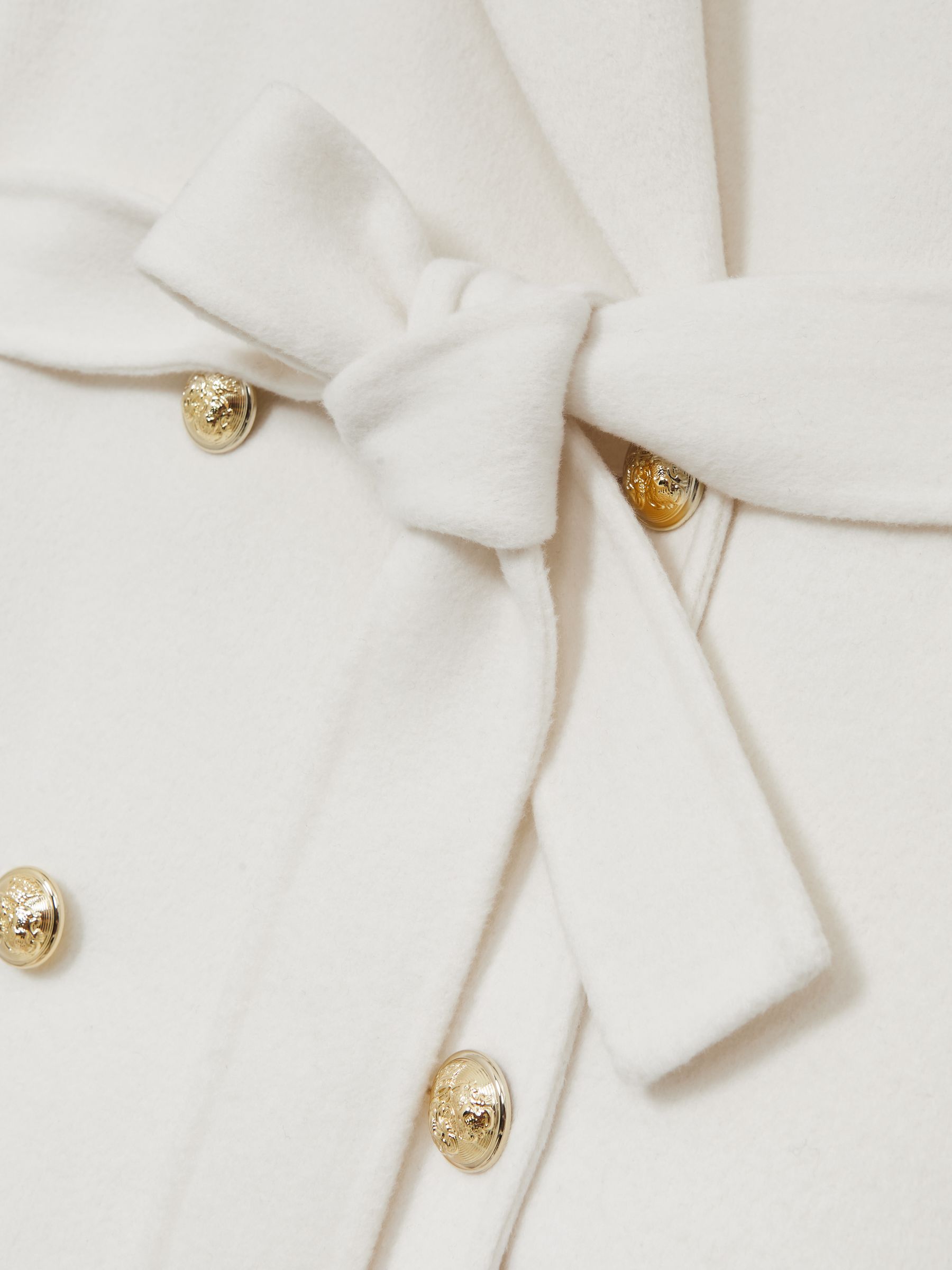 Petite Double-Breasted Blindseam Coat Wool-Blend in Cream