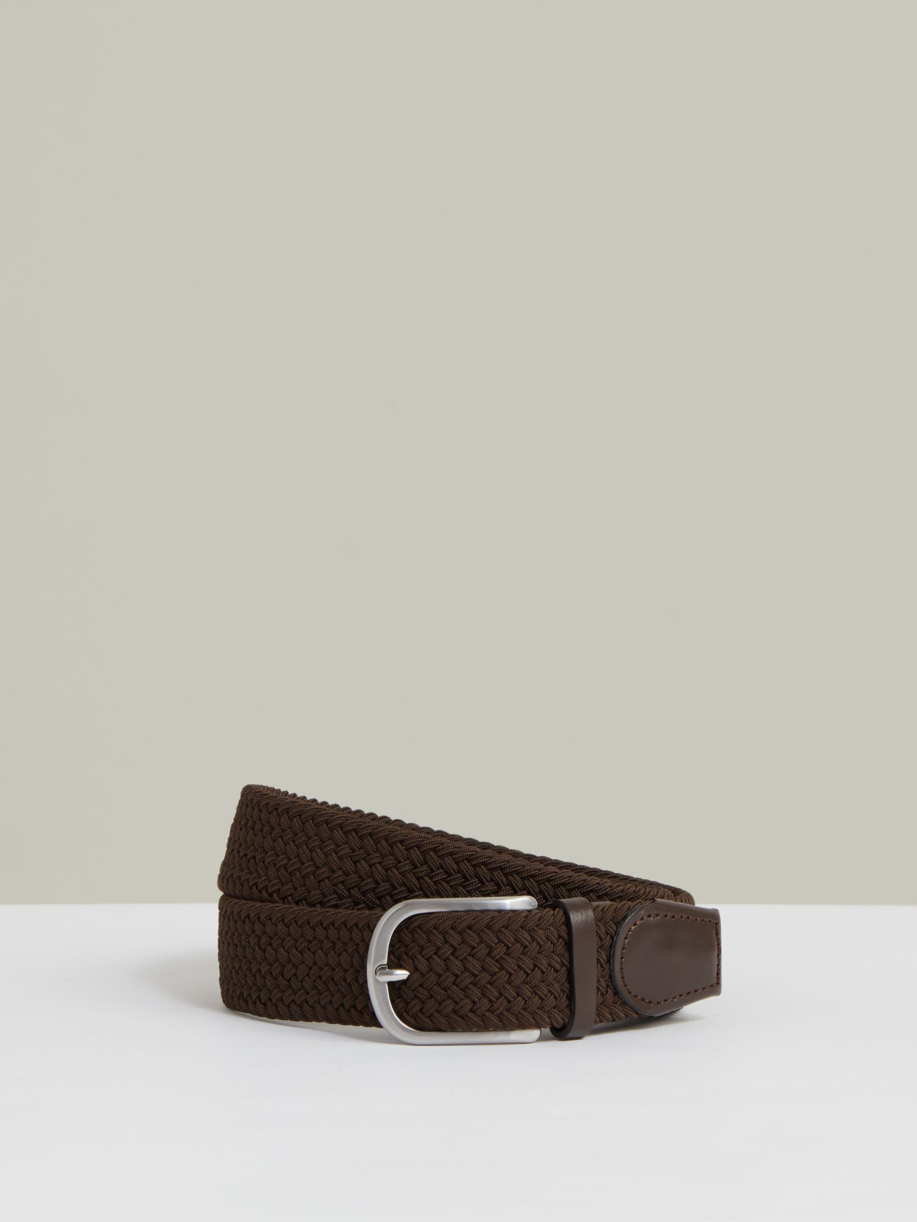 Basket Weave Belt in Dark Brown