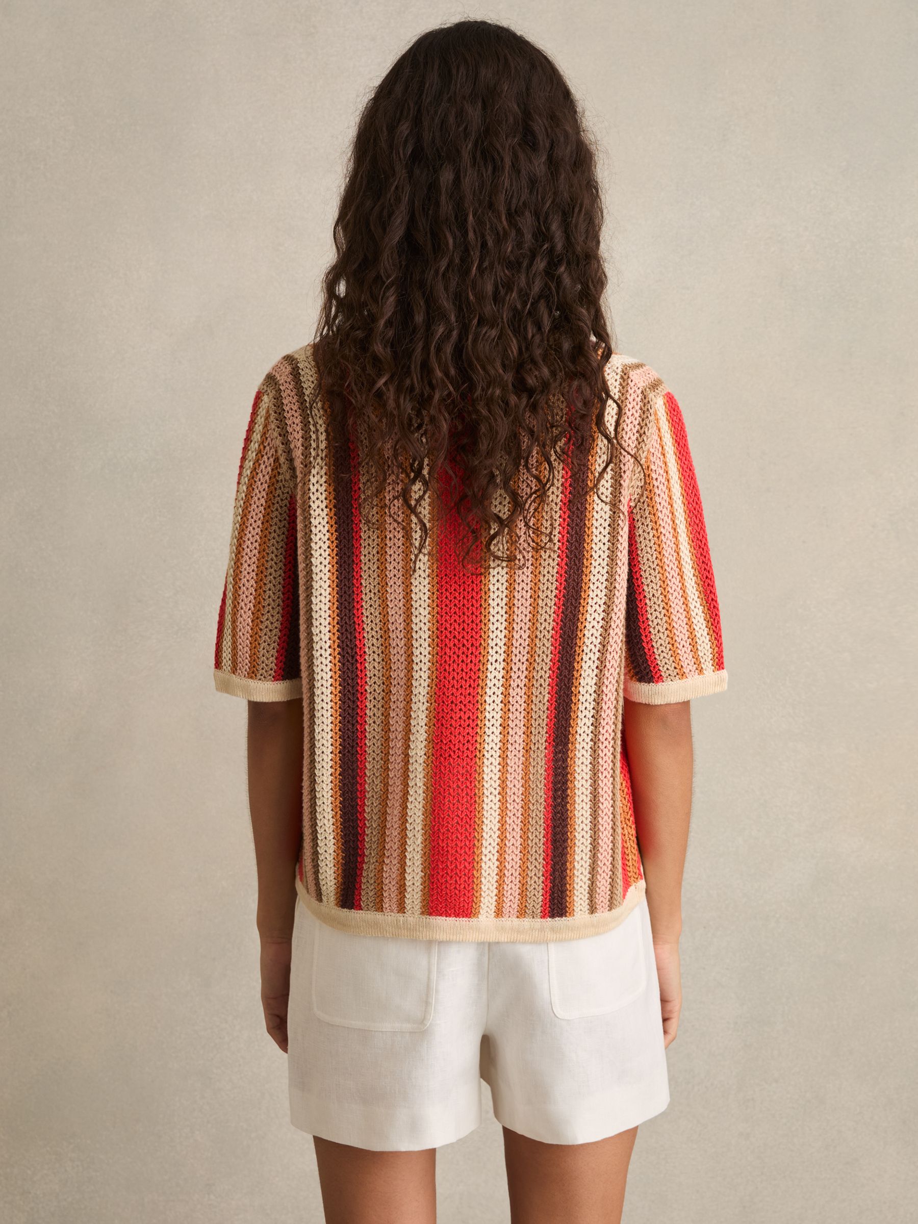 Striped Knit Shirt in Coral