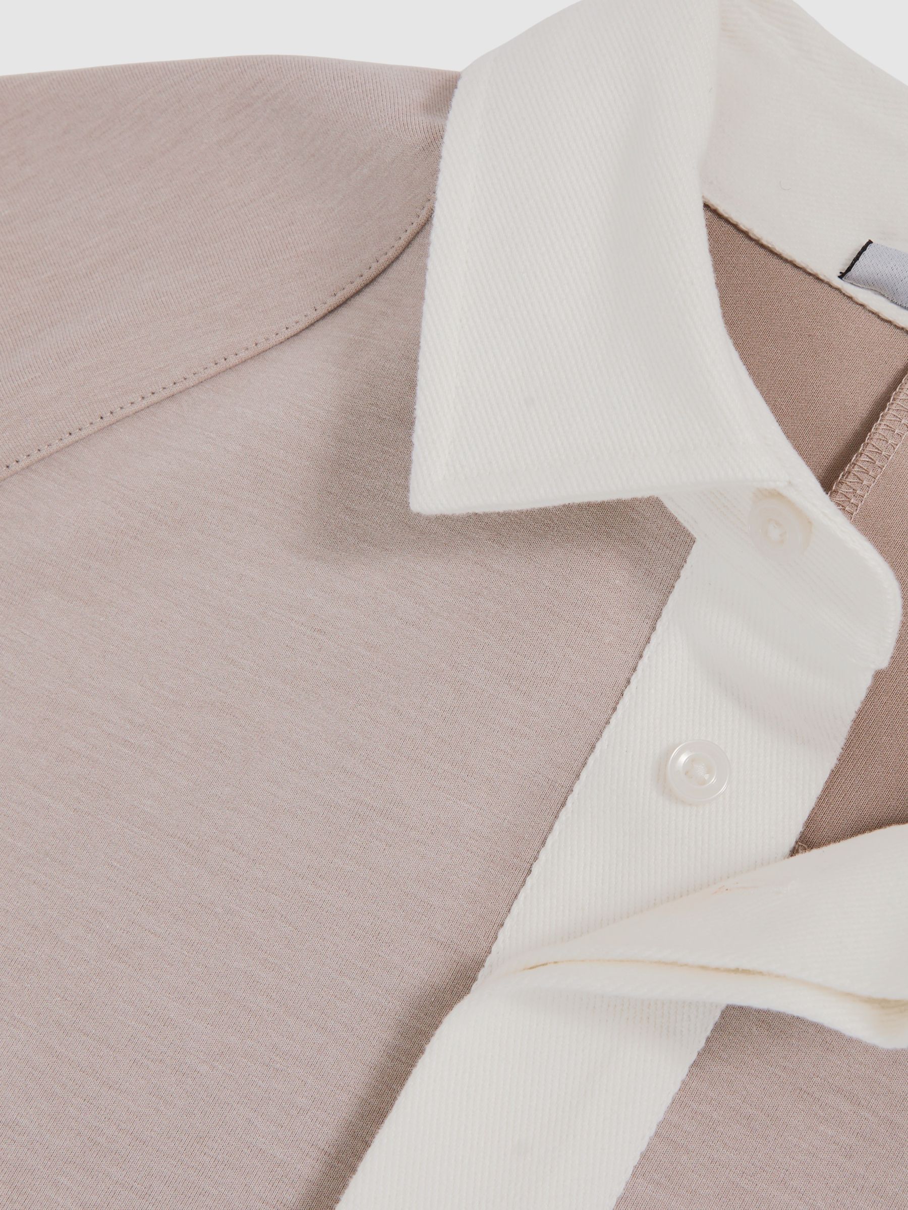 Colour Block Rugby Shirt in Oatmeal/White