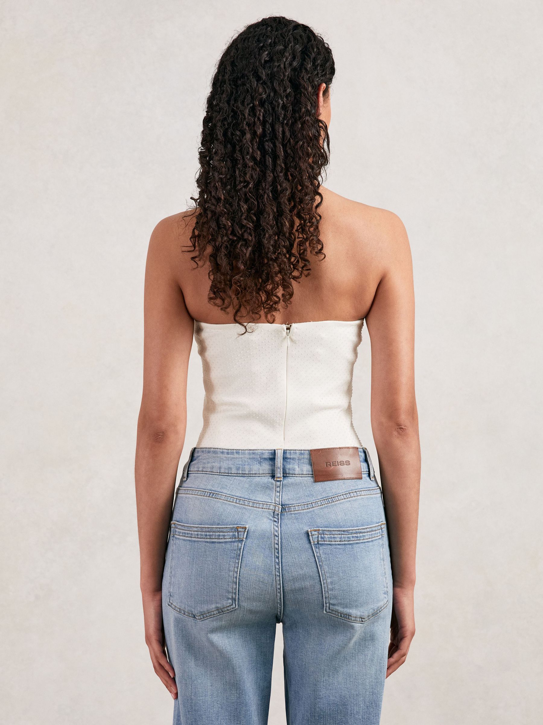 Good American Crystal Corset Bodysuit in White