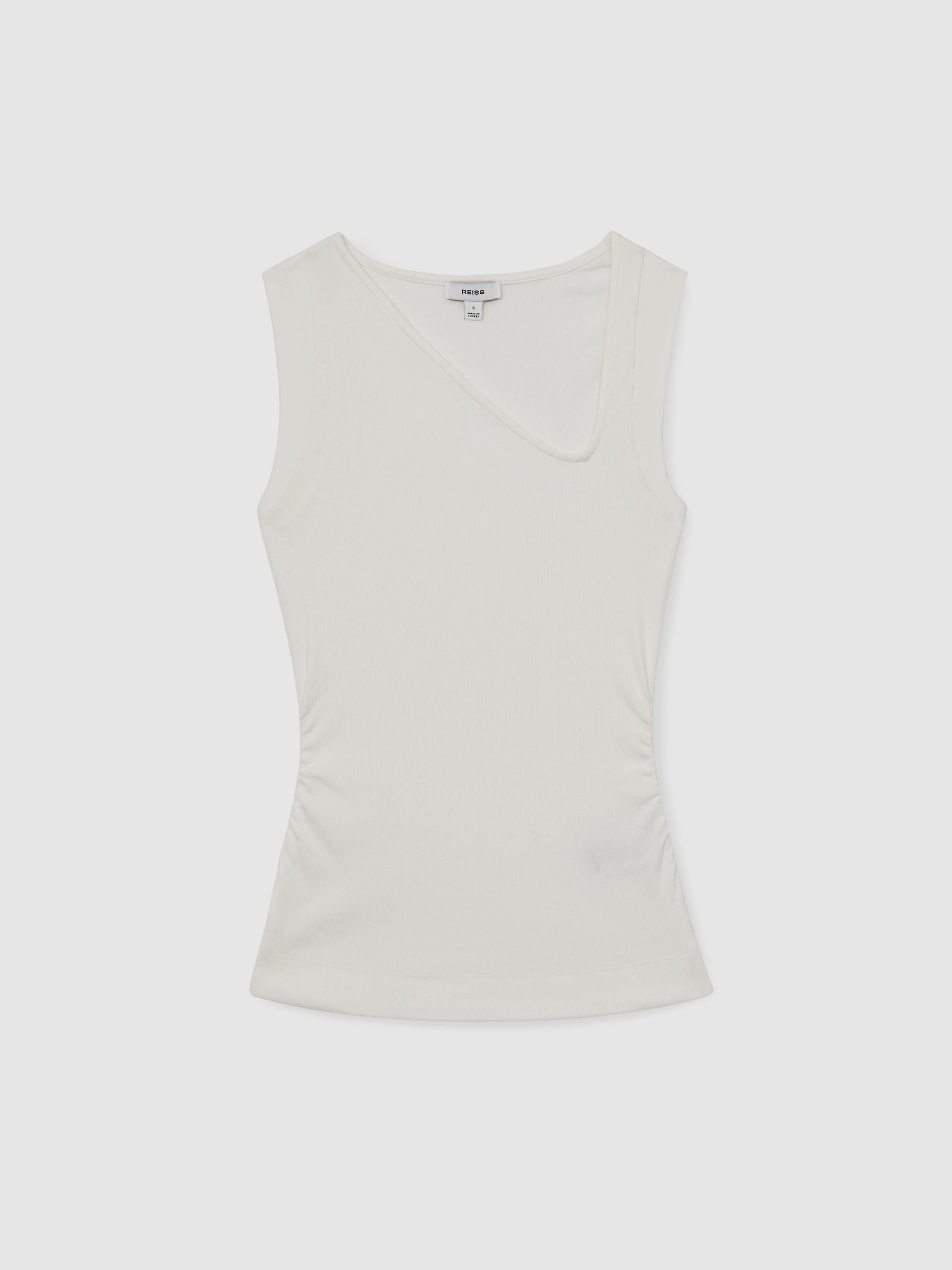 Stretch-Cotton Ribbed Asymmetric Vest in White