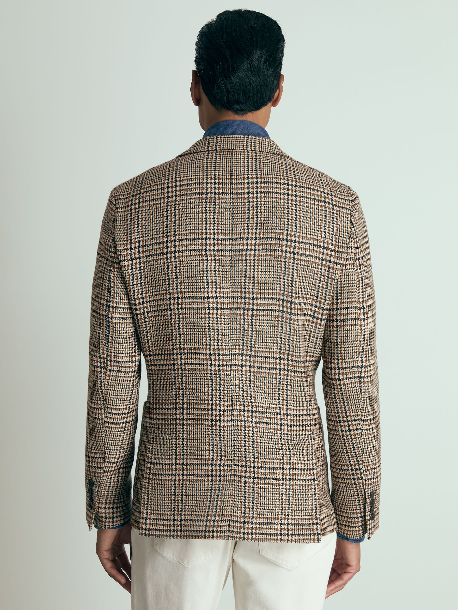 Atelier Single-Breasted Blazer in Wool Prince of Wales-Check in Brown